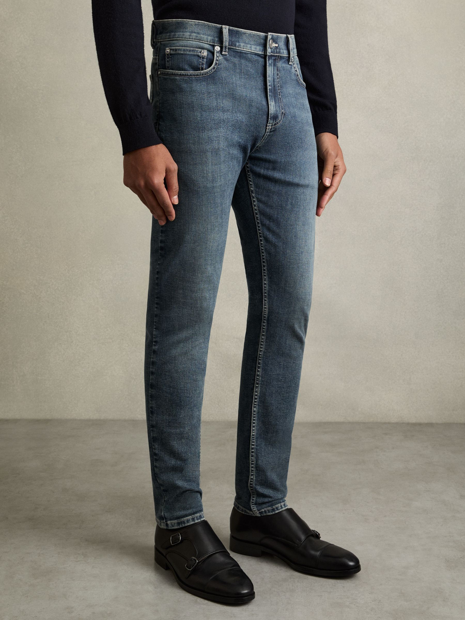 Skinny-Fit Jeans in Washed Indigo Grey Cast - Image 3 of 6