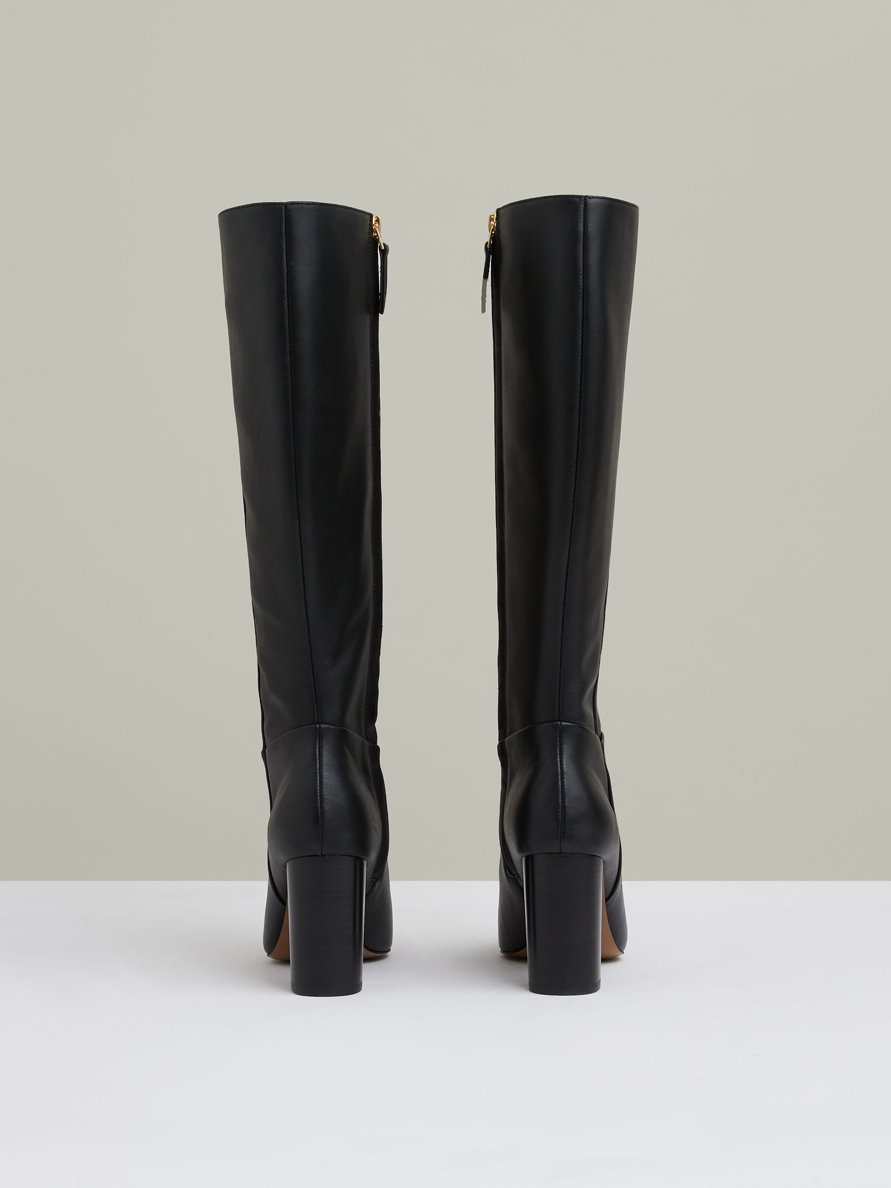 Block Heel Knee High Boots in Black - Image 5 of 6