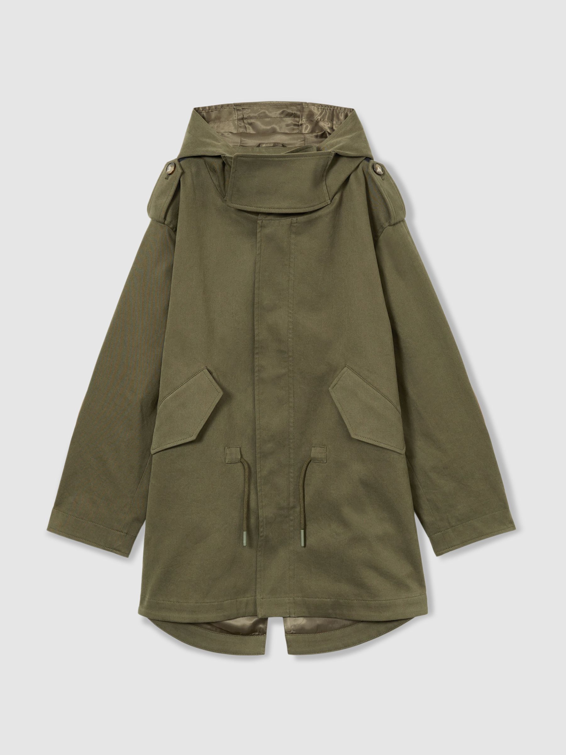 9-13 yrs Cotton-Blend Gabardine Utility Coat in Khaki - Image 2 of 5