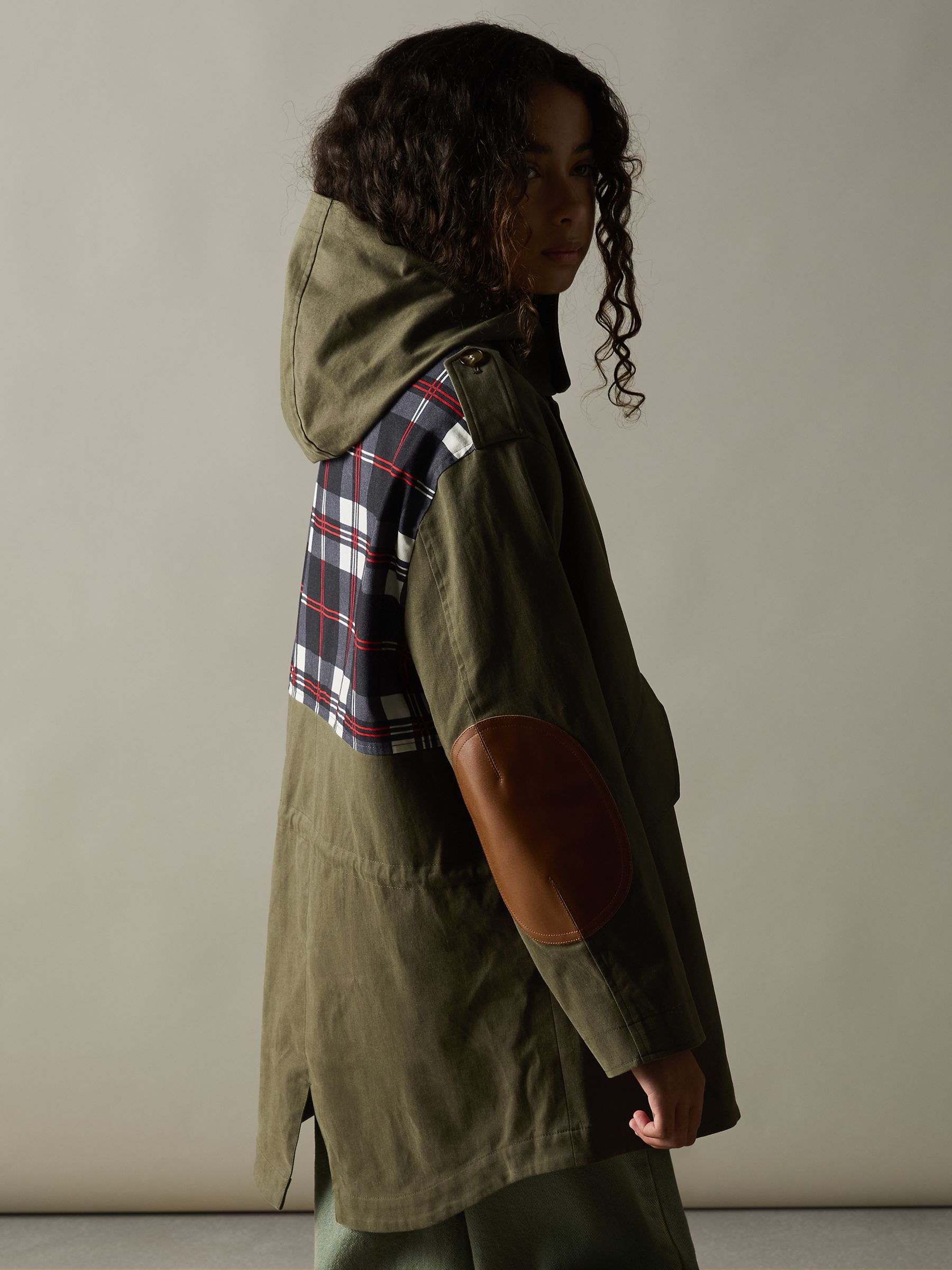 9-13 yrs Cotton-Blend Gabardine Utility Coat in Khaki - Image 4 of 5