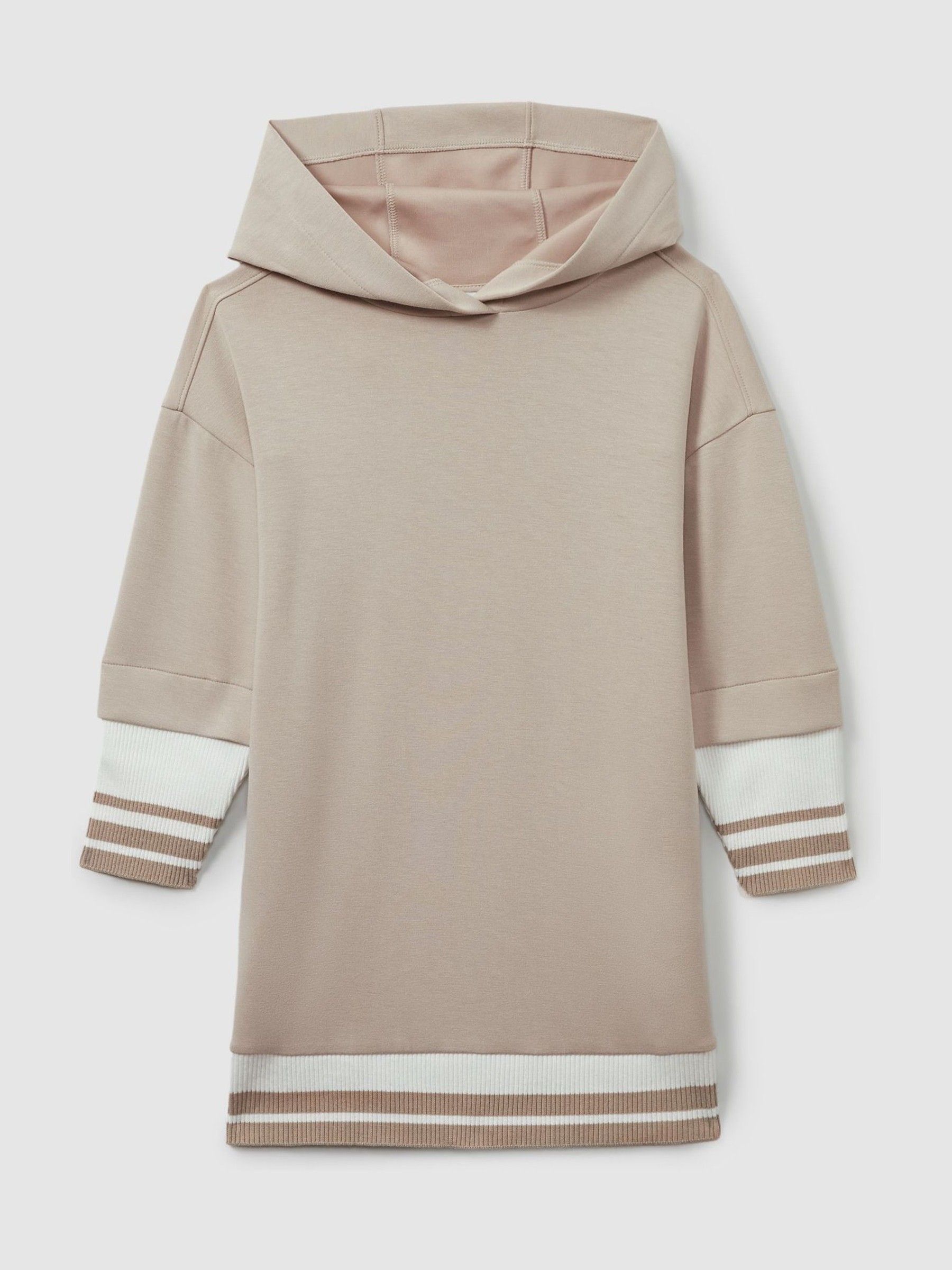 9-13 yrs Hooded Jersey Hoodie Dress in Mink - Image 2 of 4