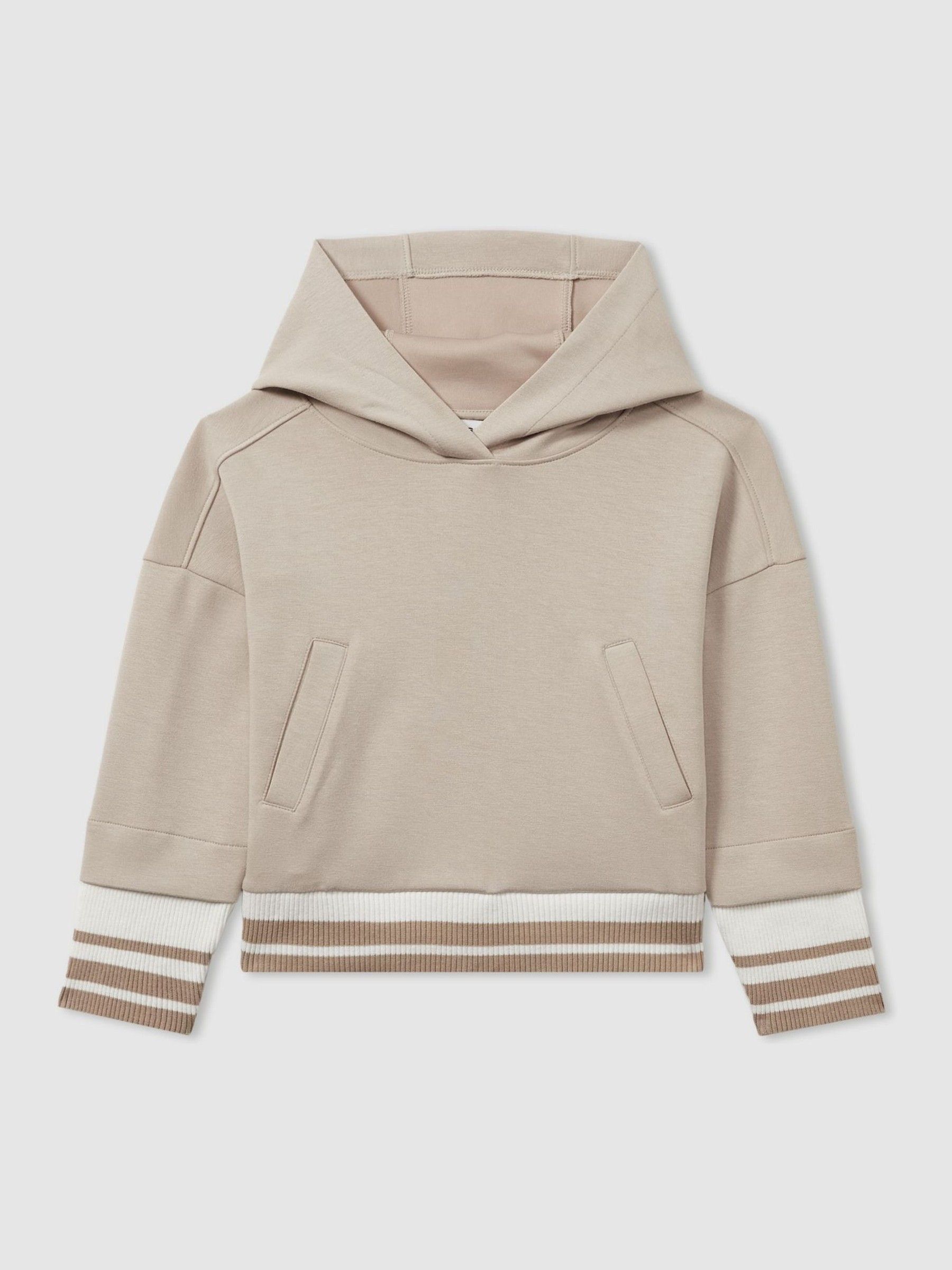 Senior Cropped Jersey Hoodie in Mink - Image 2 of 4
