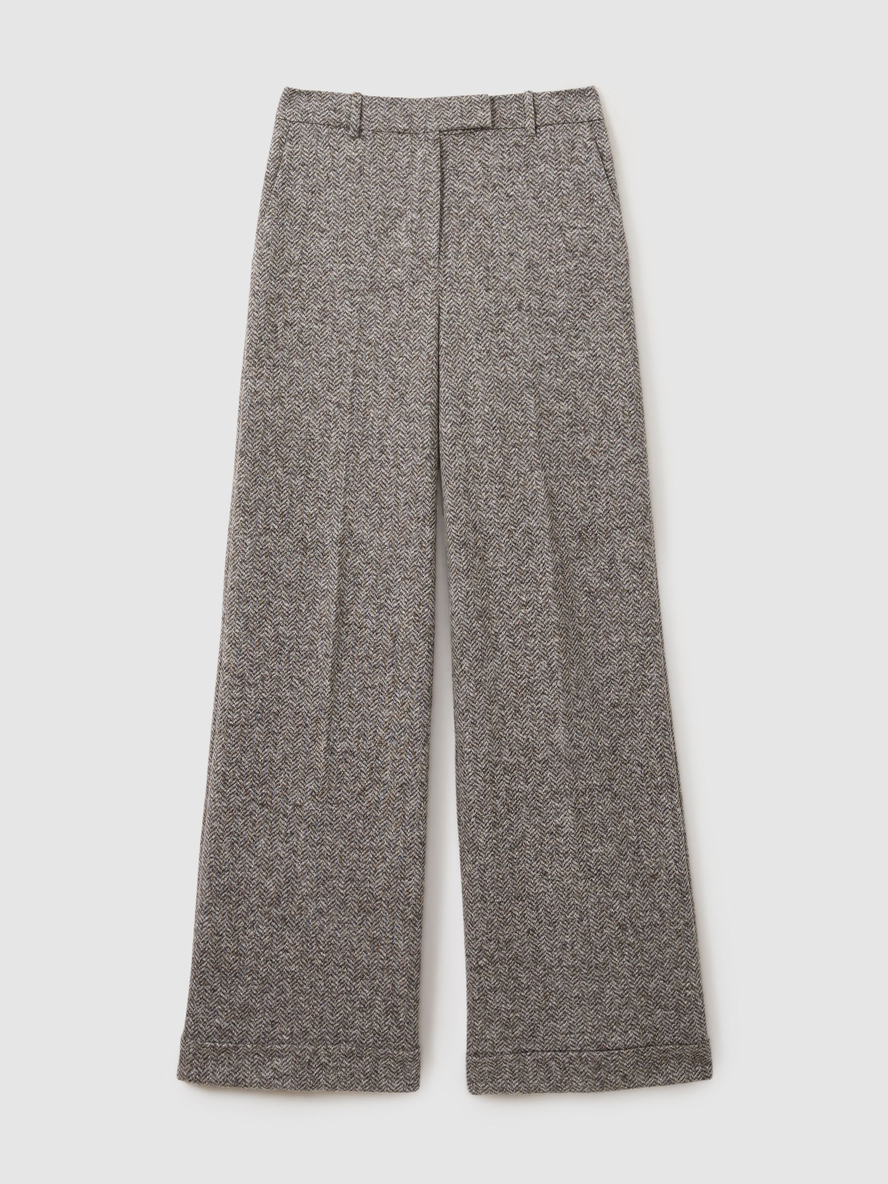 Textured Wool Blend Wide Leg Suit Trousers in Grey - image 1