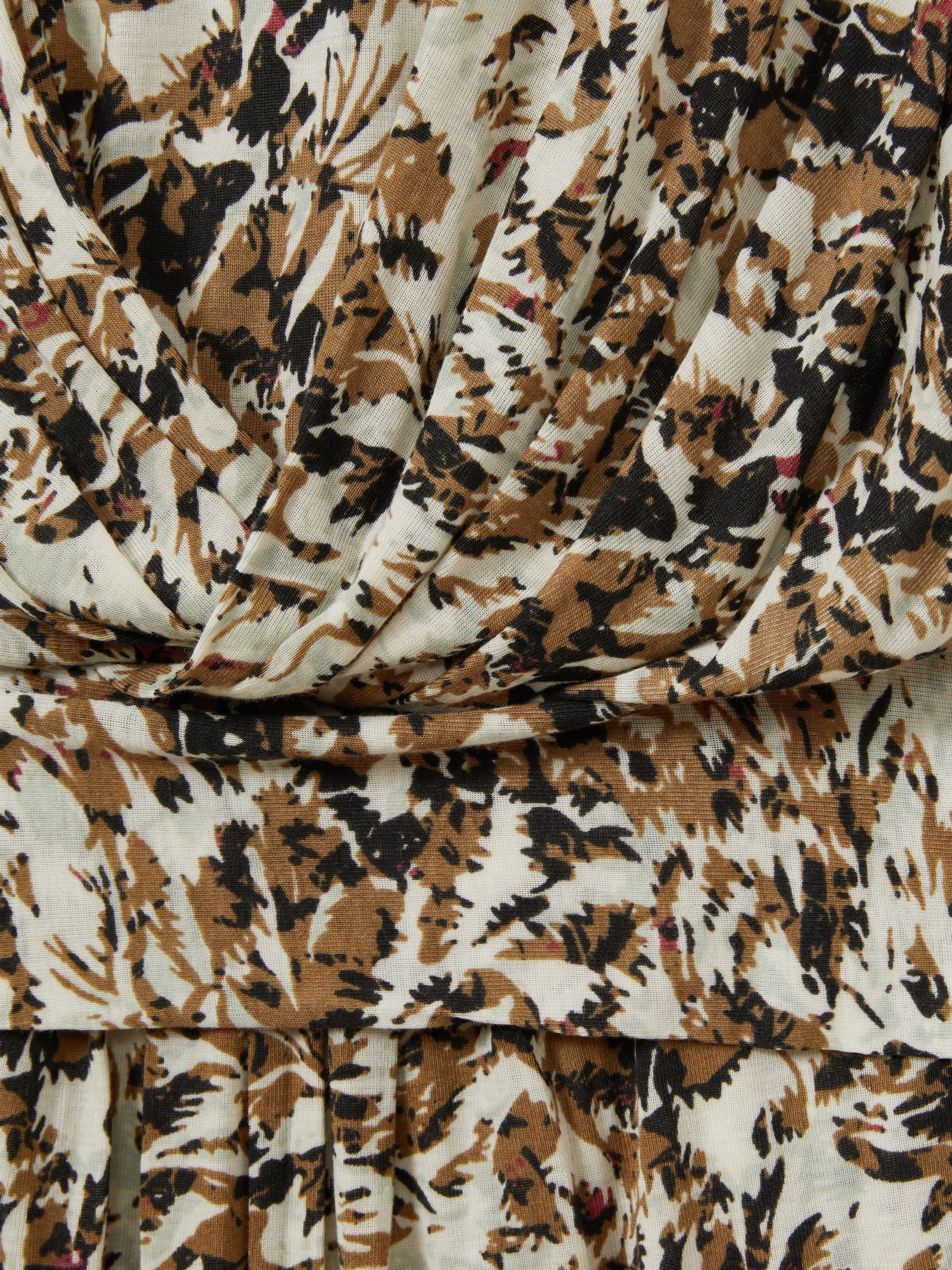 Wool-Blend Floral-Print Jersey Dress in Khaki/Cream - Image 6 of 6