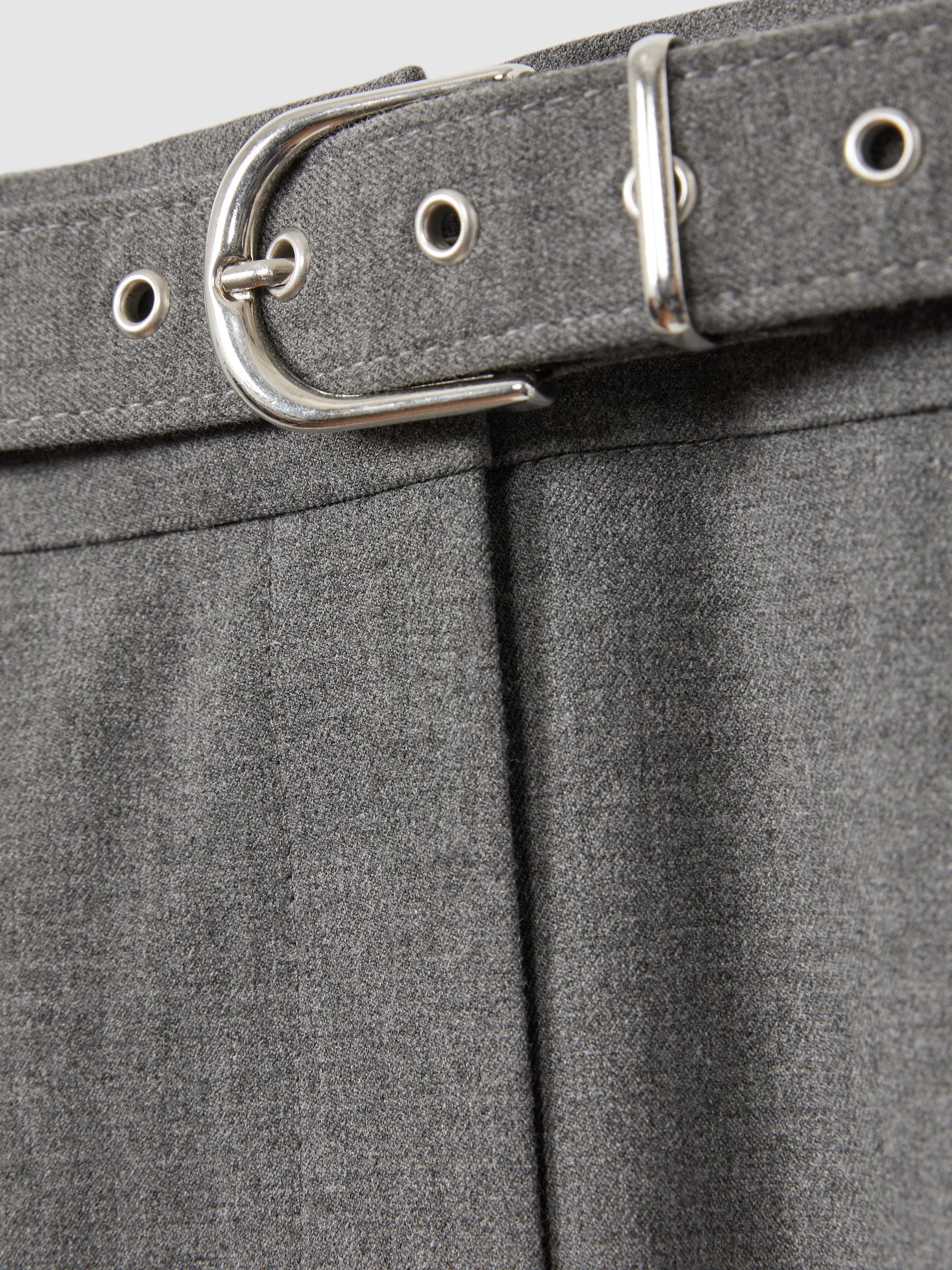 Belted Wide Leg Trousers in Grey - Image 5 of 5