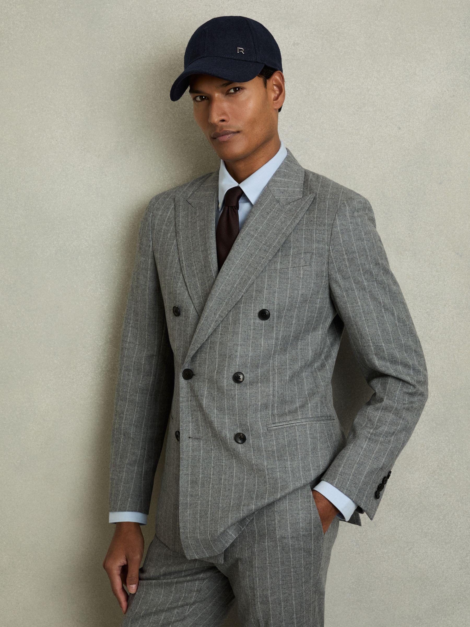 Wool-Blend Brushed Felt Cap in Navy/Black Oxy - Image 2 of 4