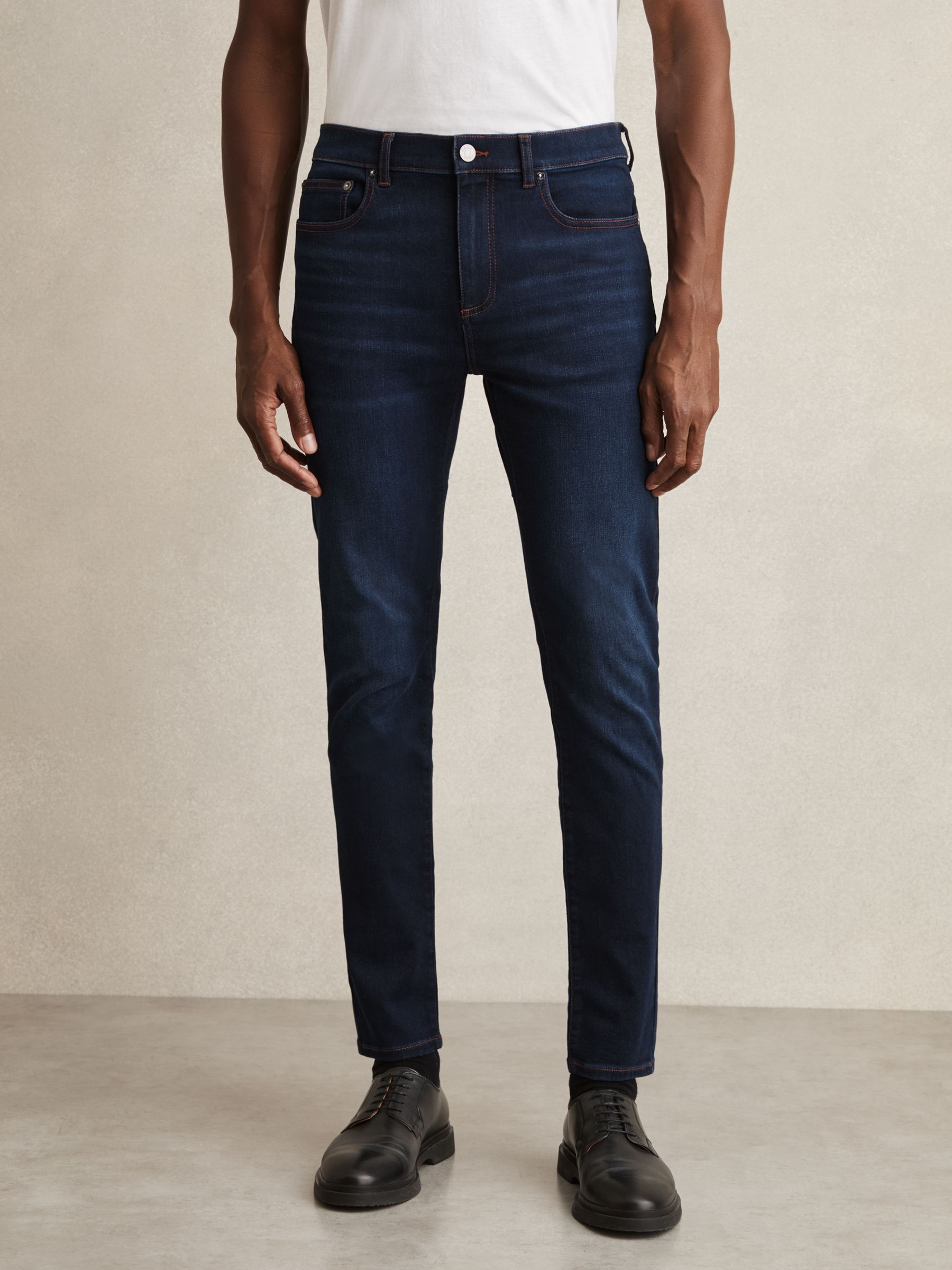 Skinny-Fit Jeans in Washed Dark Indigo - Image 3 of 6
