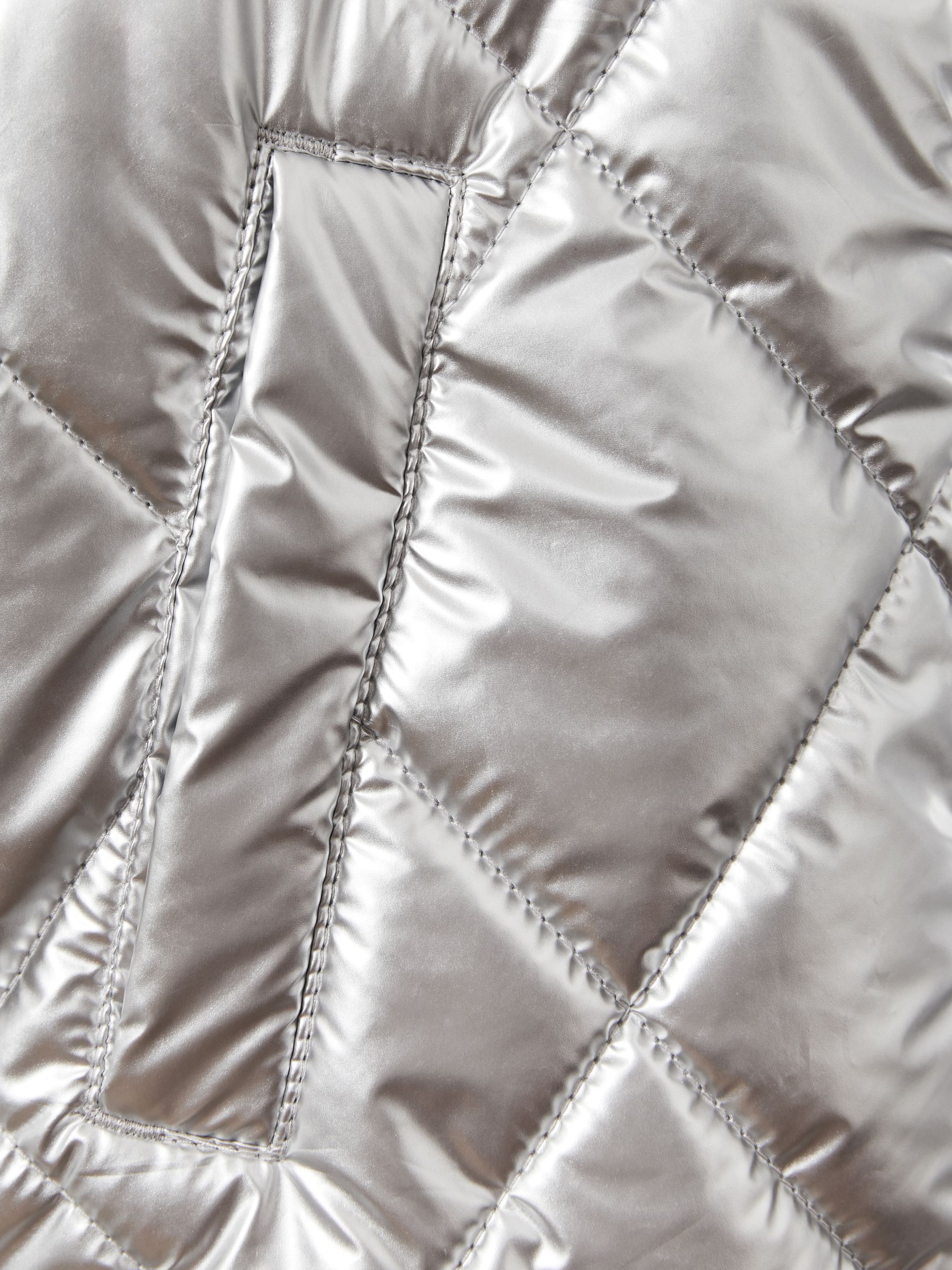 9-13 yrs Quilted Metallic Coat in Silver - Image 4 of 4