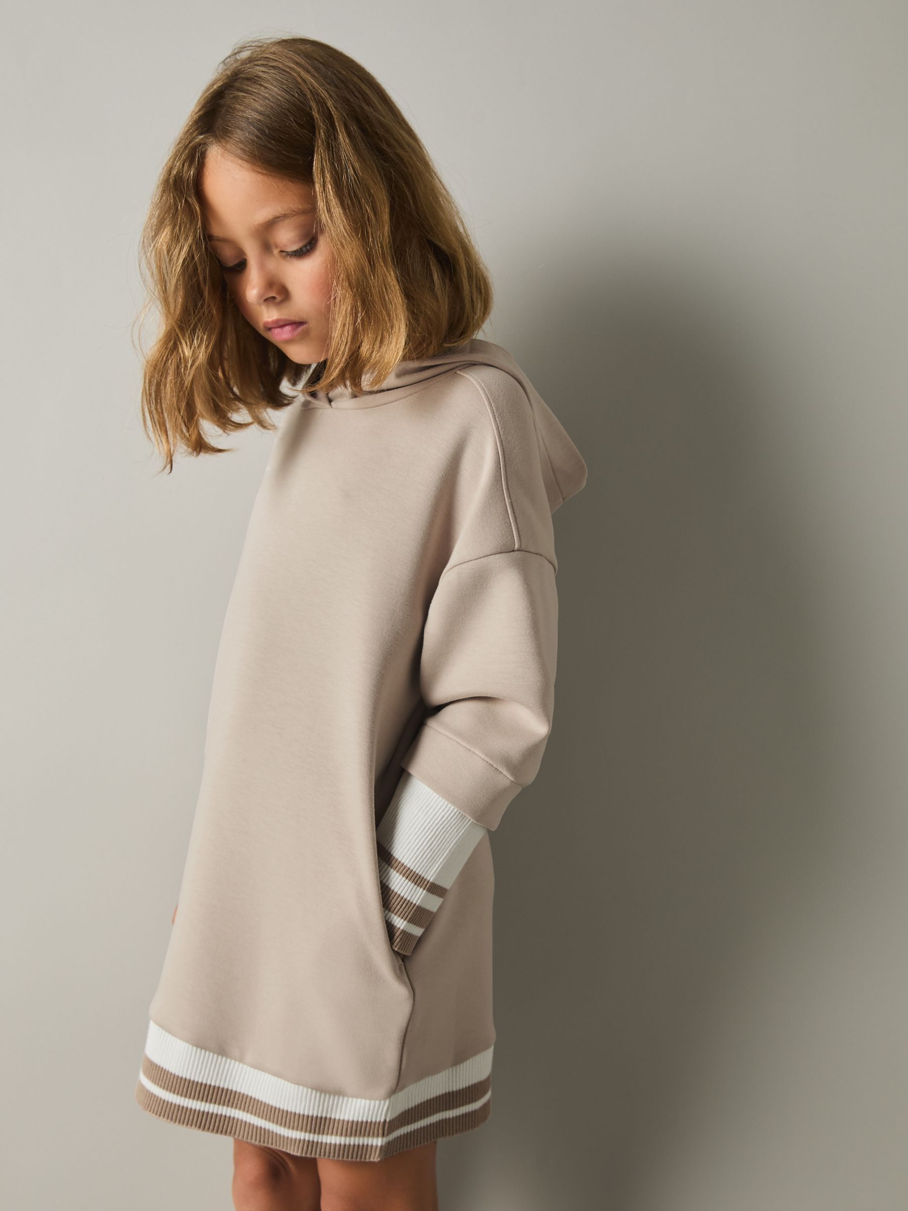 13-14 yrs Hooded Jersey Hoodie Dress in Mink - Image 2 of 4