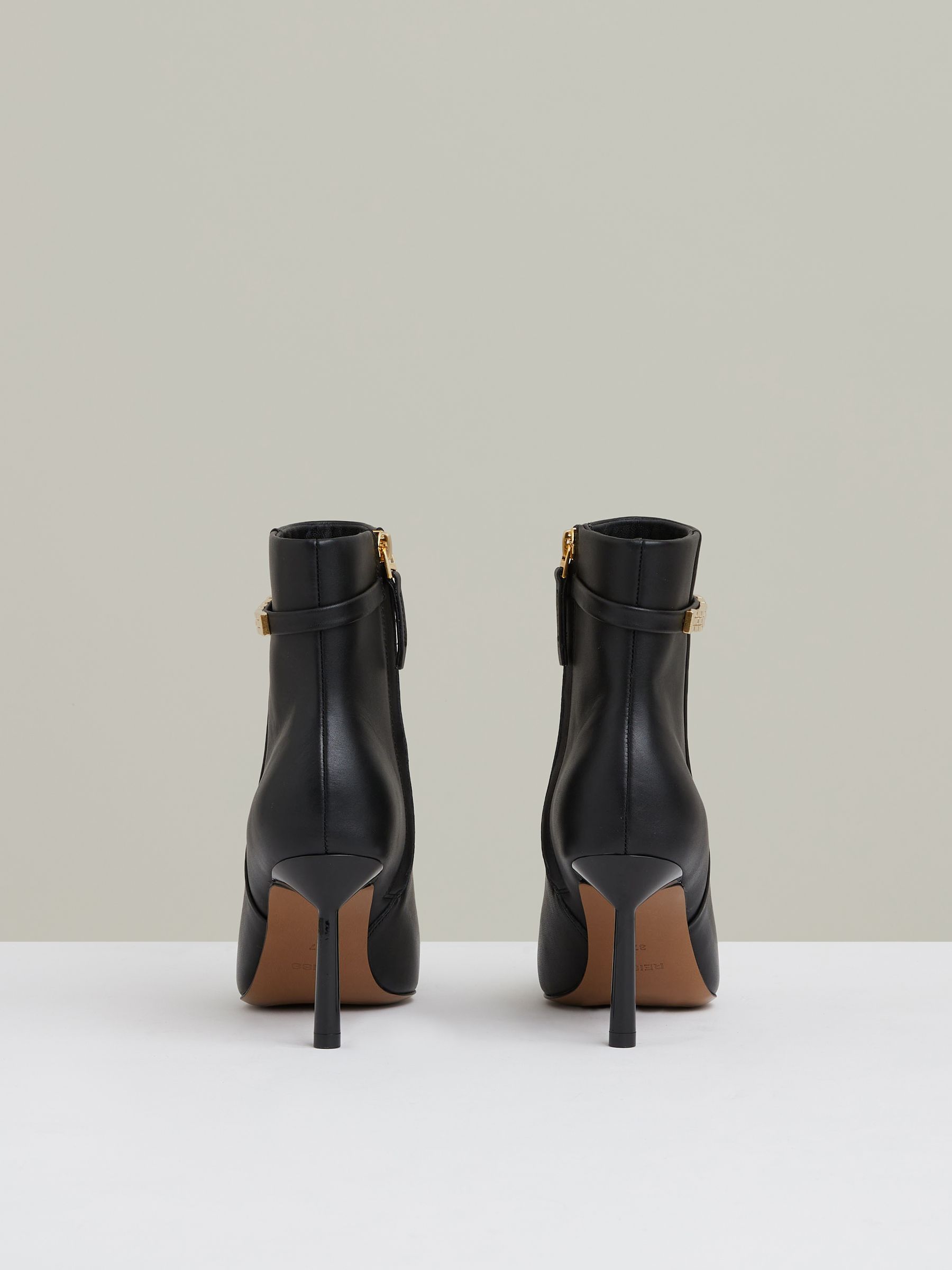 Leather Chain Embellished Ankle Boots in Black - Image 5 of 5