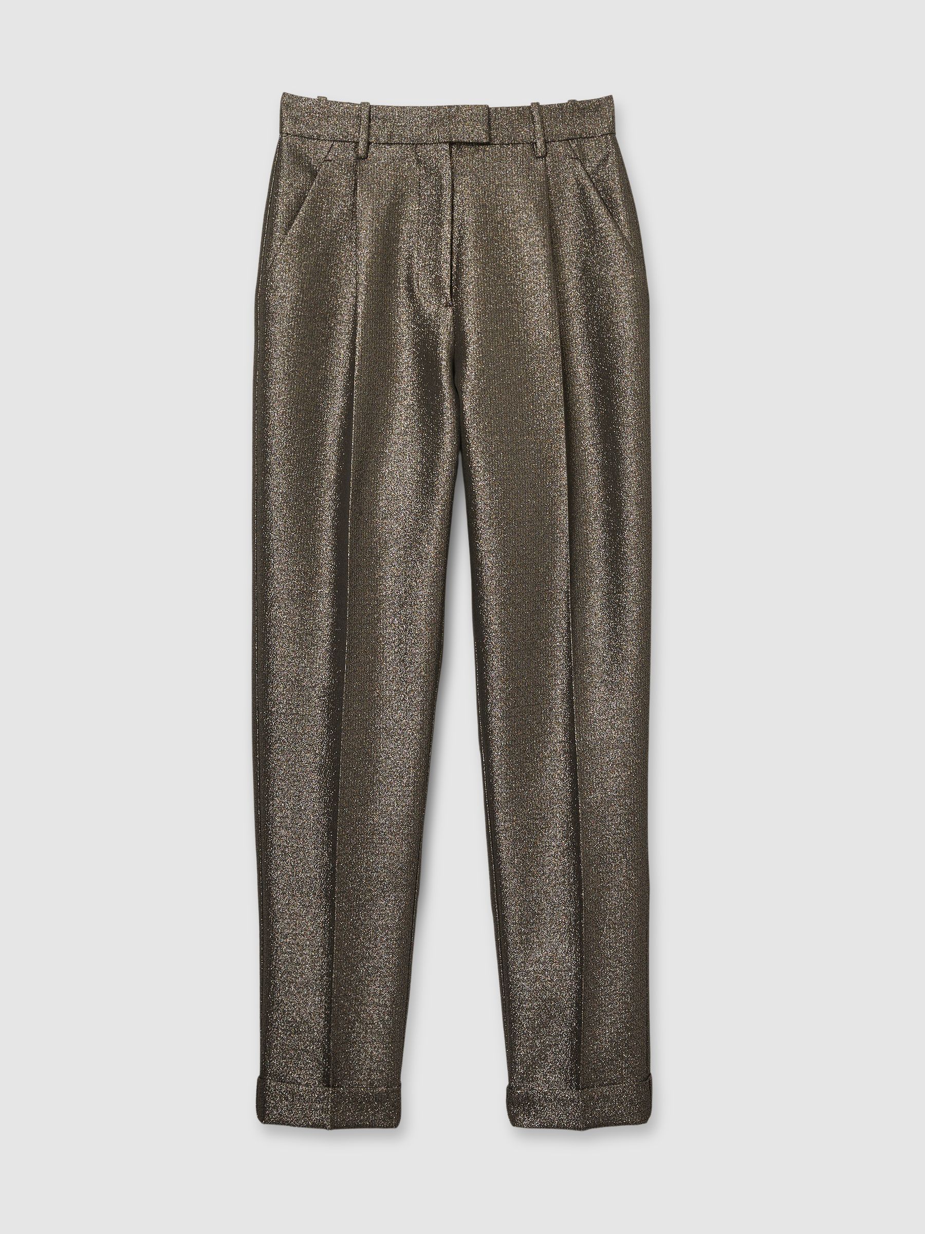 Petite Sparkle Tapered Trousers in Dark Gold - Image 2 of 6