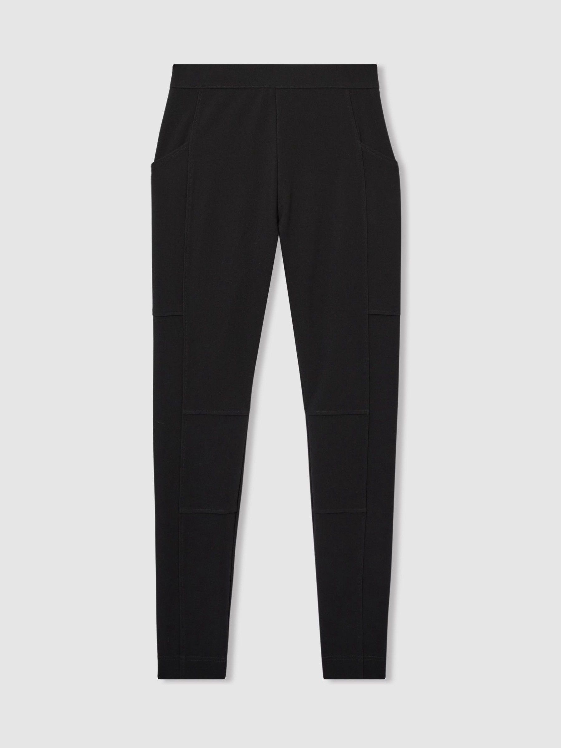 Petite Panelled Jersey Skinny-Fit Trousers in Black - Image 2 of 8