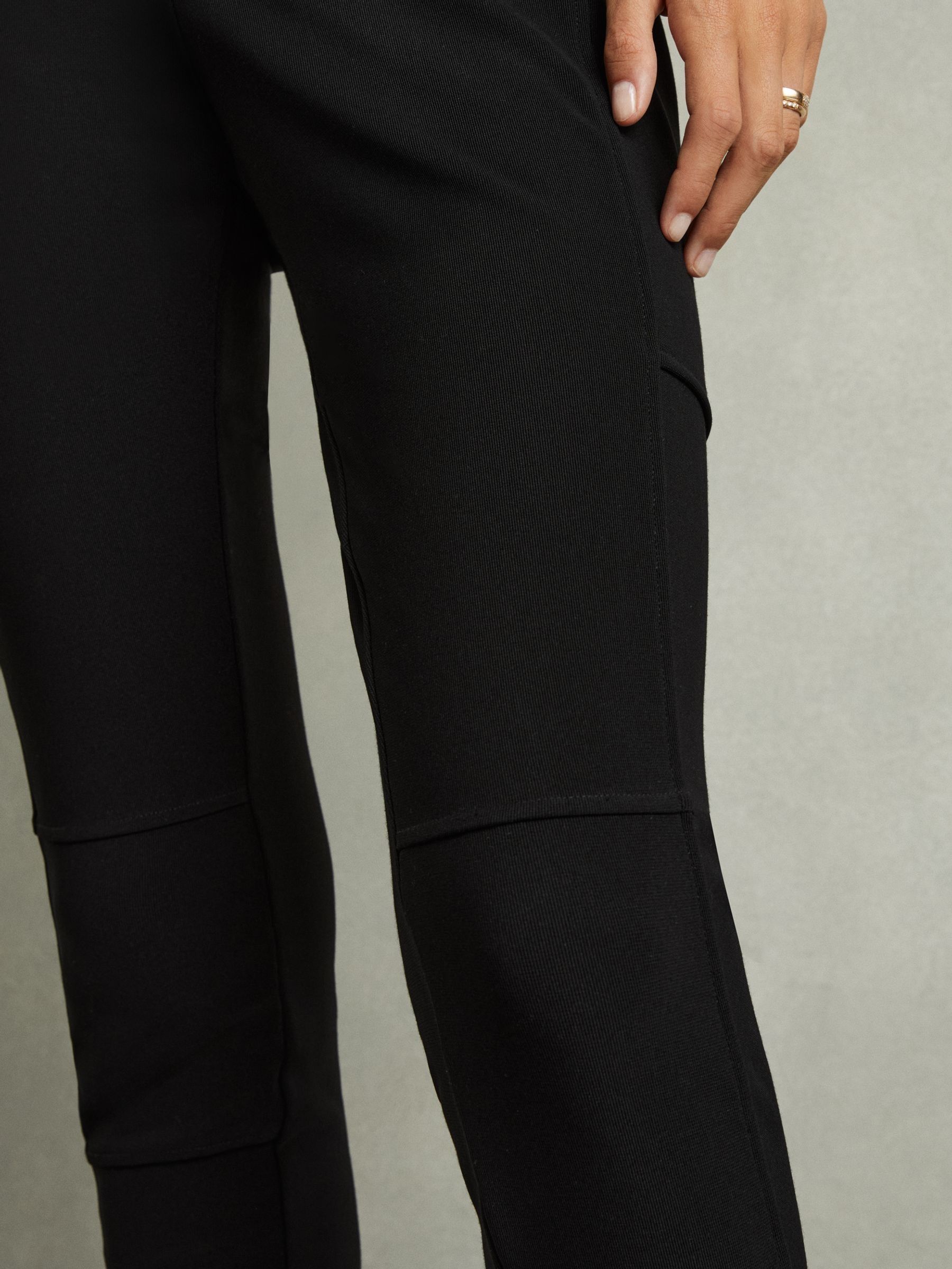 Petite Panelled Jersey Skinny-Fit Trousers in Black - Image 5 of 8