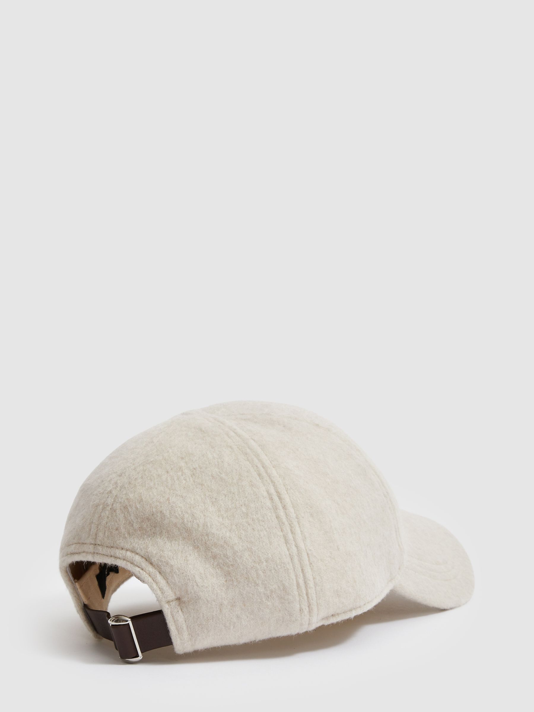 Wool-Blend Brushed Felt Cap in Oatmeal/Shiny Silver - Image 3 of 4