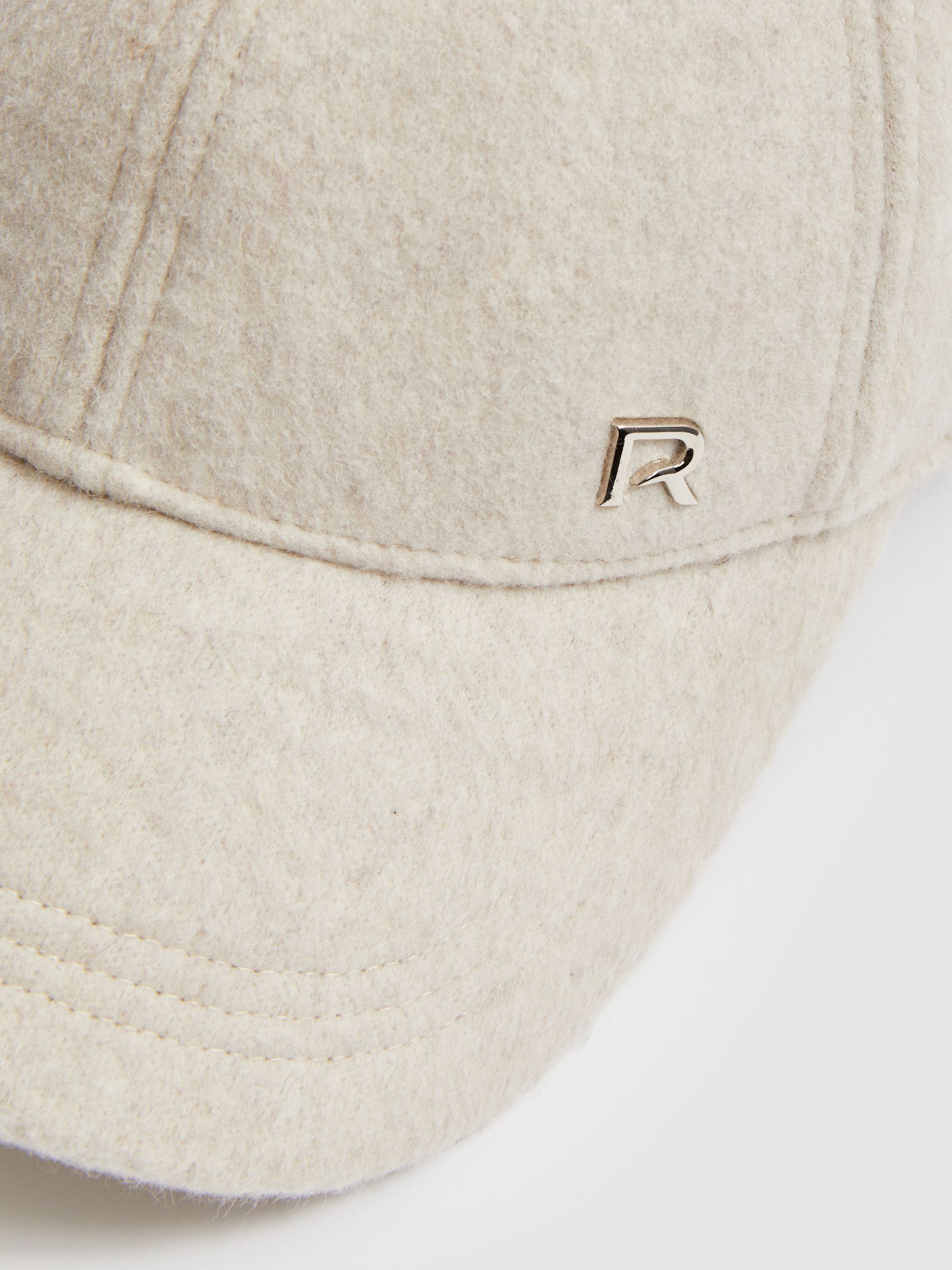 Wool-Blend Brushed Felt Cap in Oatmeal/Shiny Silver - Image 4 of 4