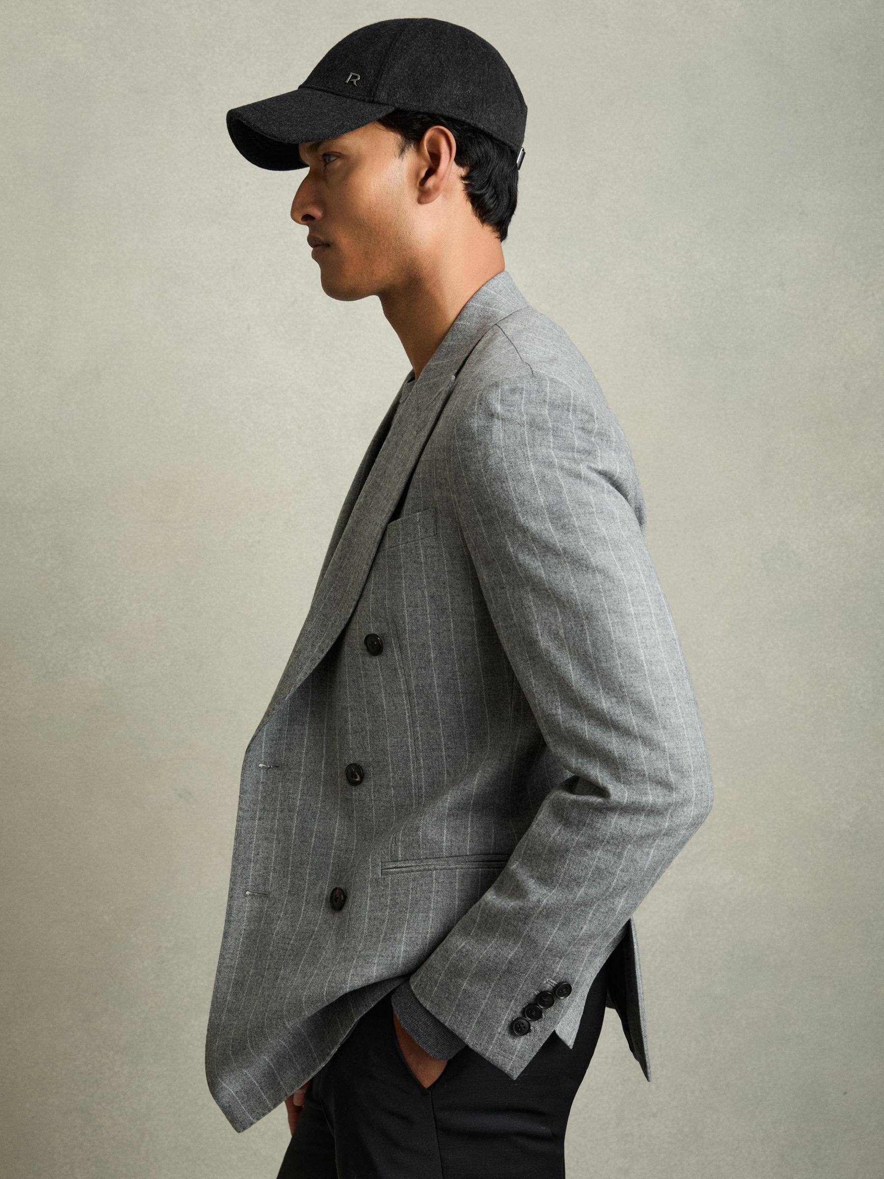 Wool-Blend Brushed Felt Cap in Charcoal/Black Oxy - Image 2 of 4