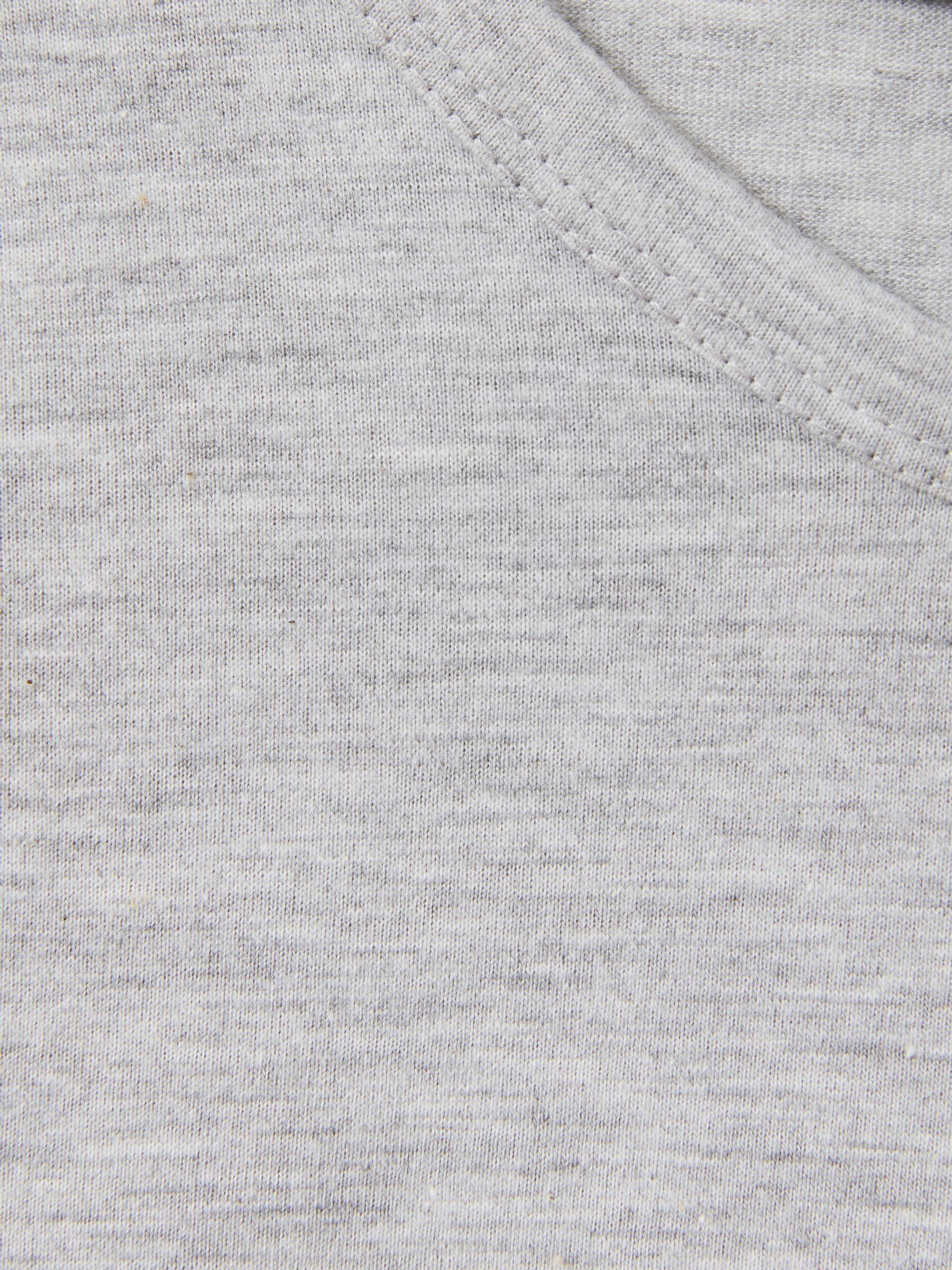 13-14 yrs V-Neck T-Shirt with Turned-Up Cuffs in Grey Marl - Image 4 of 4