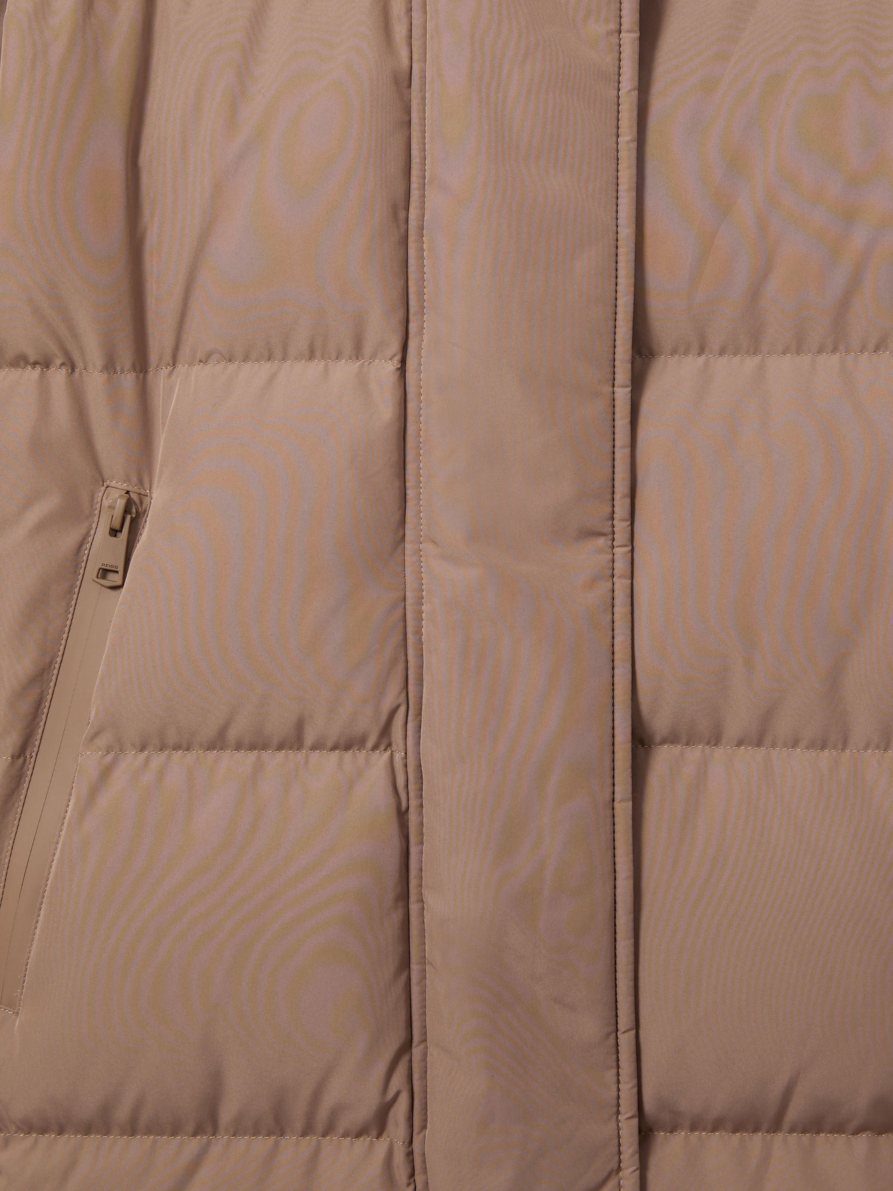 Petite Longline Hooded Puffer Coat in Mink Neutral - Image 8 of 9