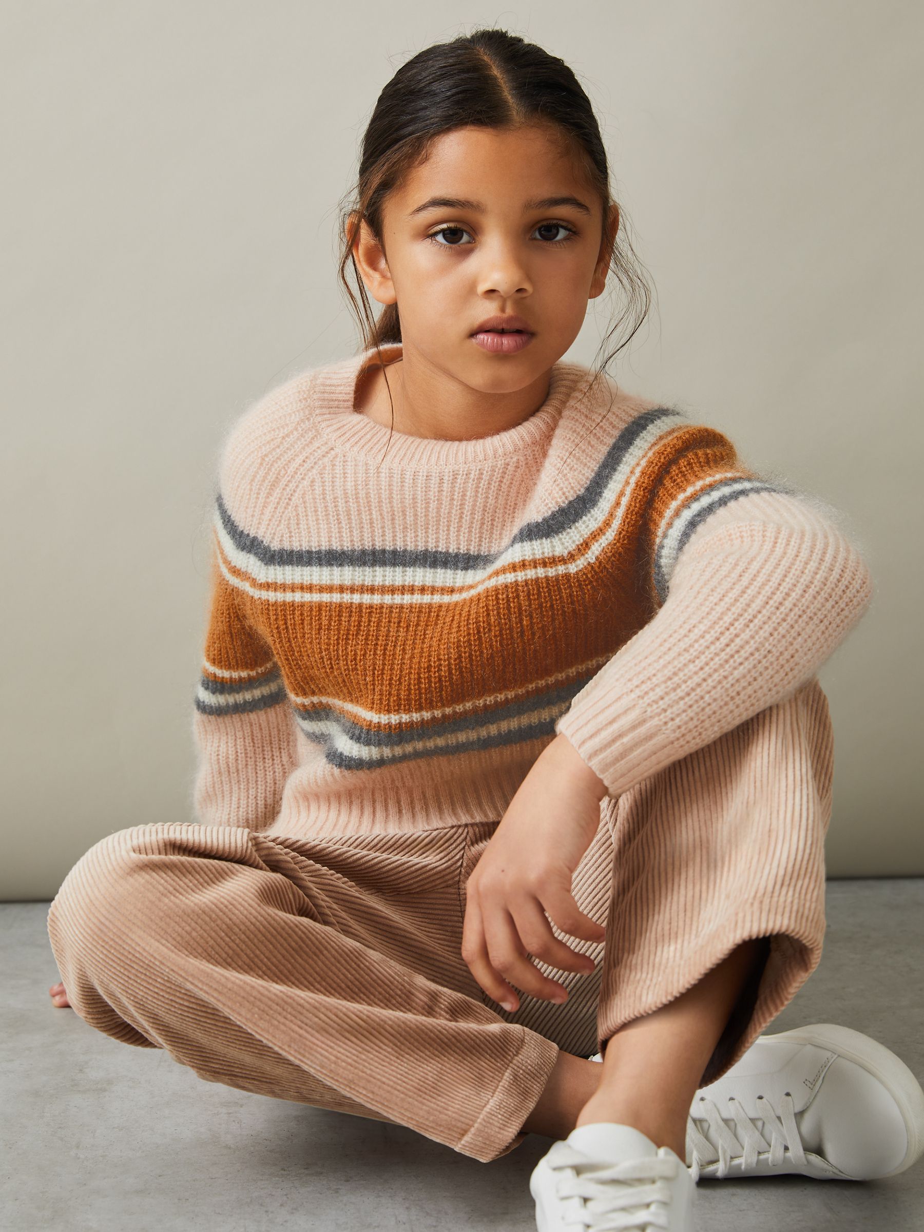 Colourblock Striped Jumper in Pink - Image 3 of 4