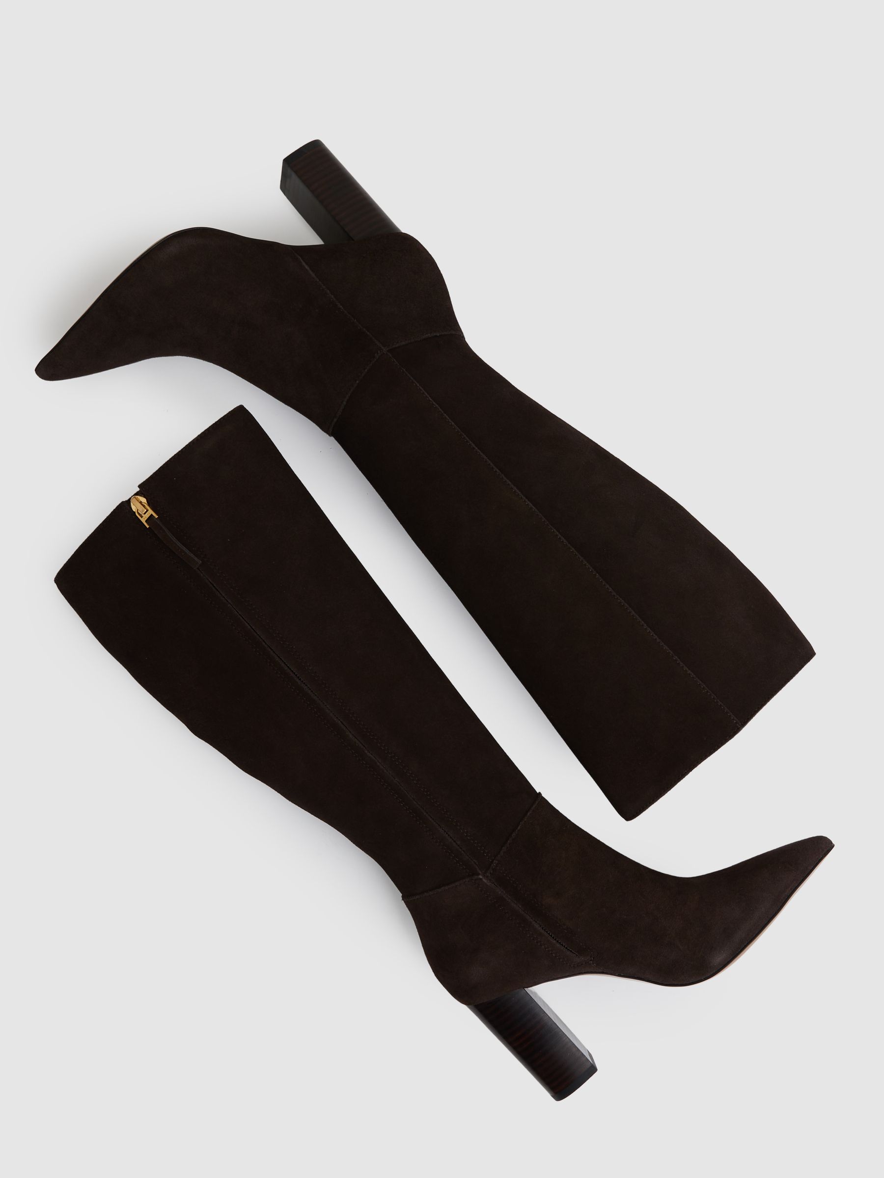Block Heel Knee High Boots in Chocolate - Image 3 of 5