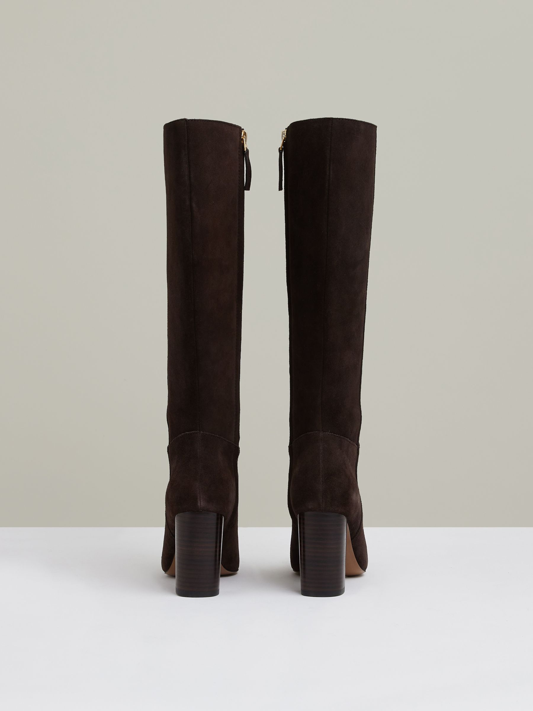 Block Heel Knee High Boots in Chocolate - Image 5 of 5
