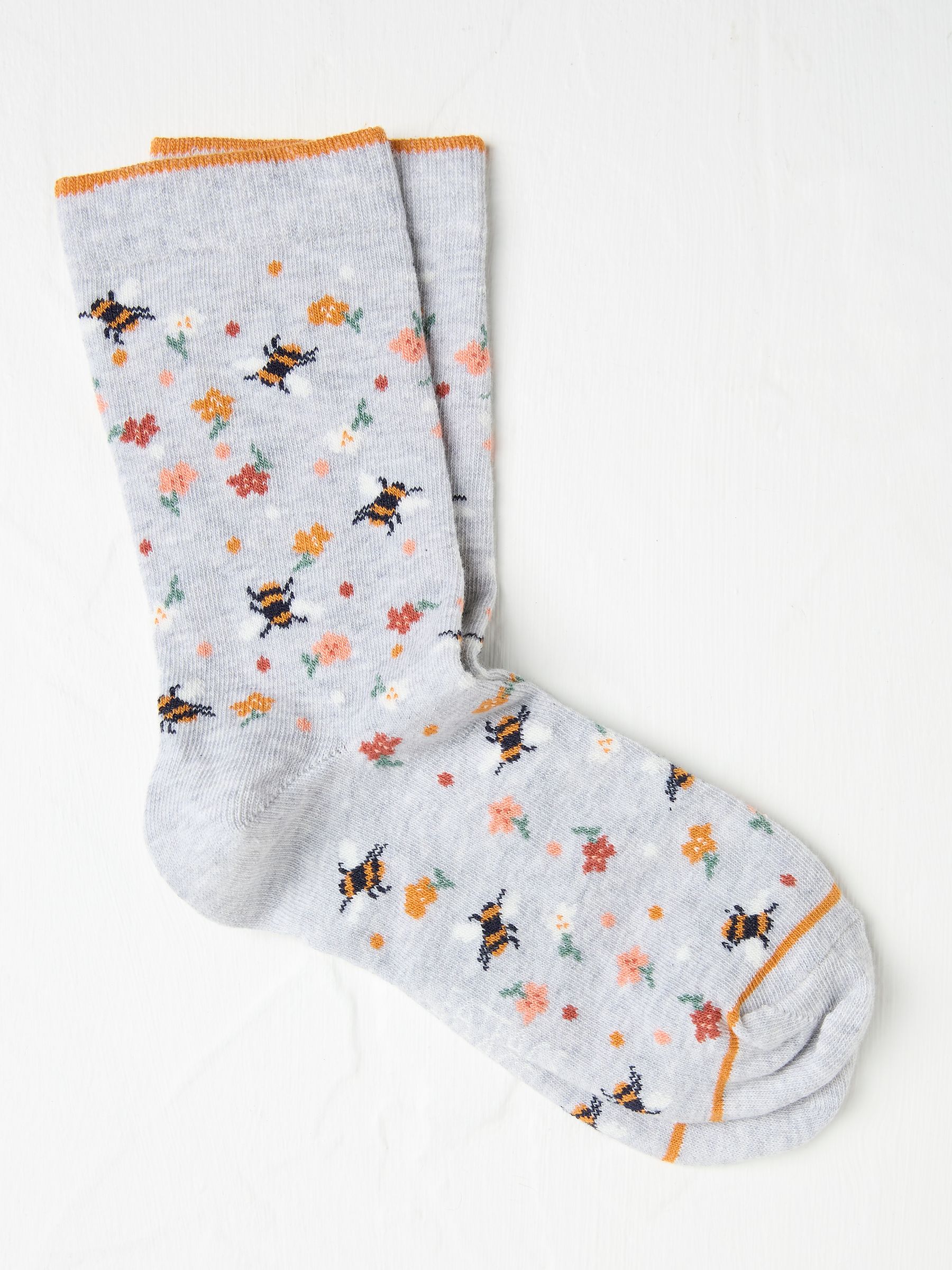 Grey Bee Floral Women's Socks - Image 1 of 2