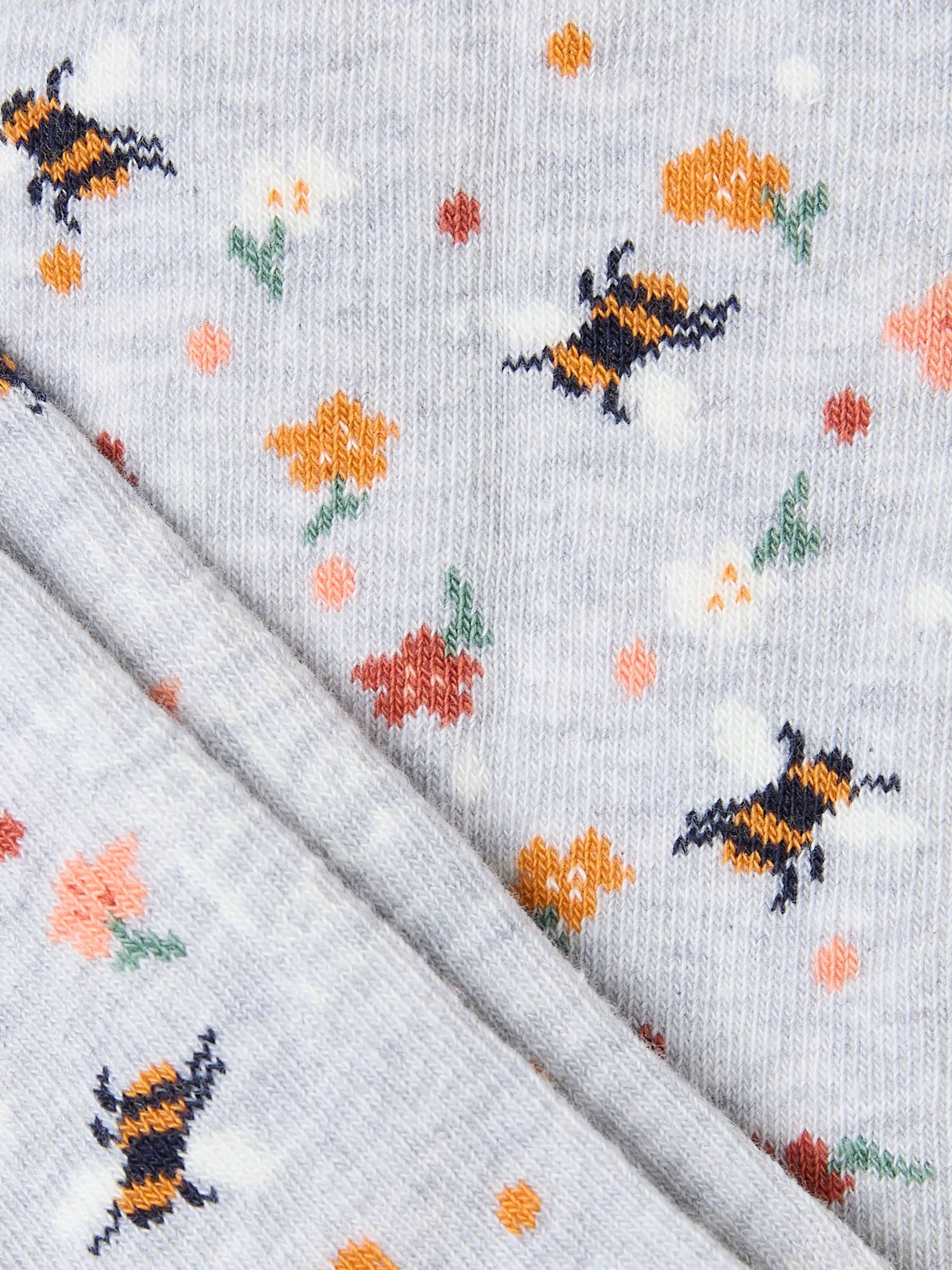 Grey Bee Floral Women's Socks - Image 2 of 2