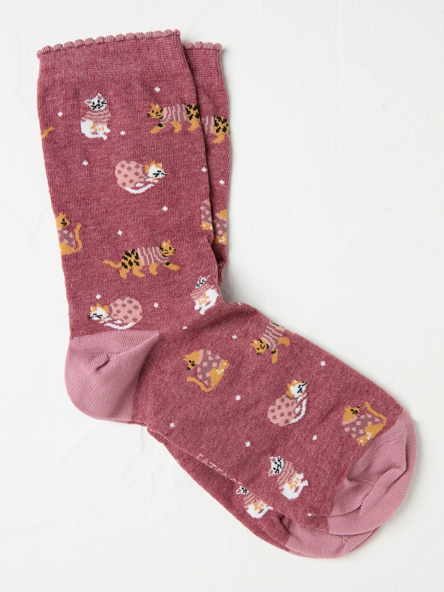 Purple Cats in Jumpers Socks - Image 1 of 2 Purple Cats in Jumpers Socks - Image 1 of 2