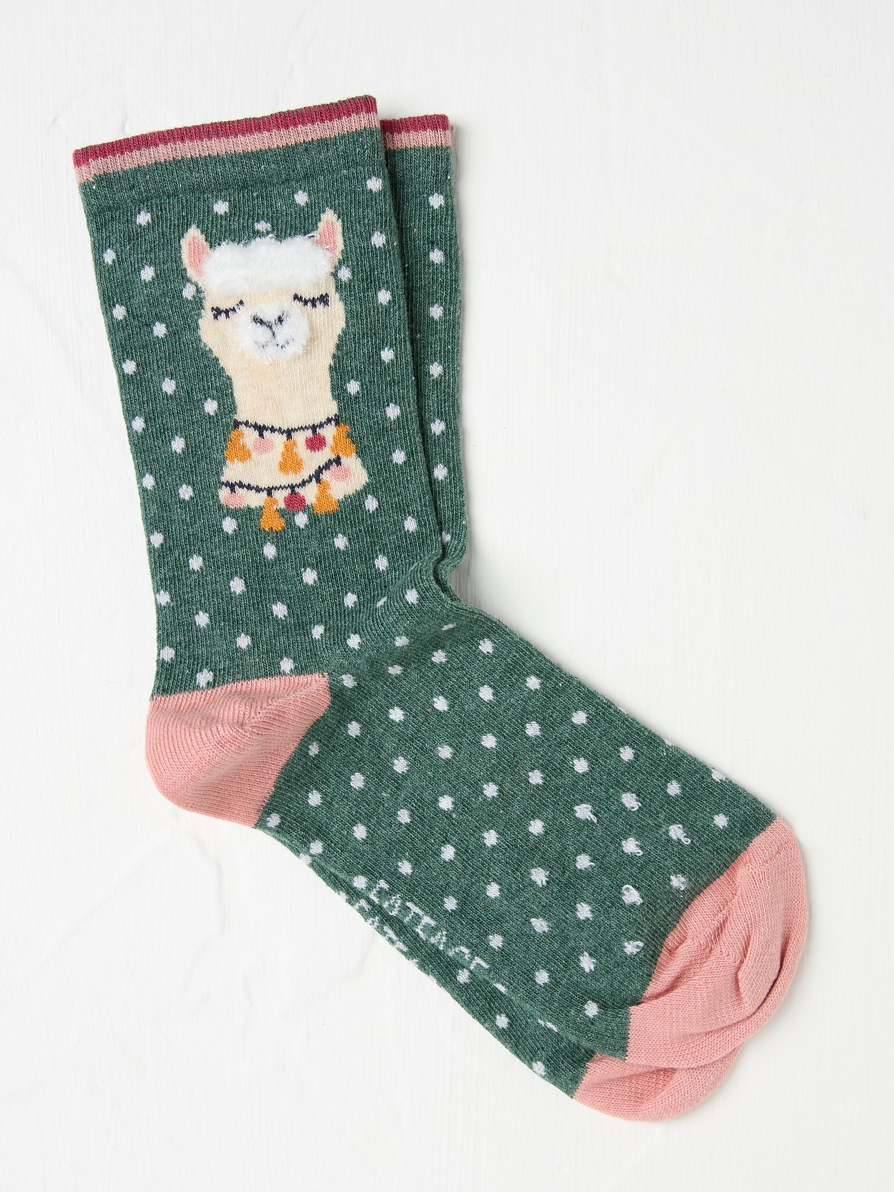 Green Fluffy Llama Women's Socks - Image 1 of 2