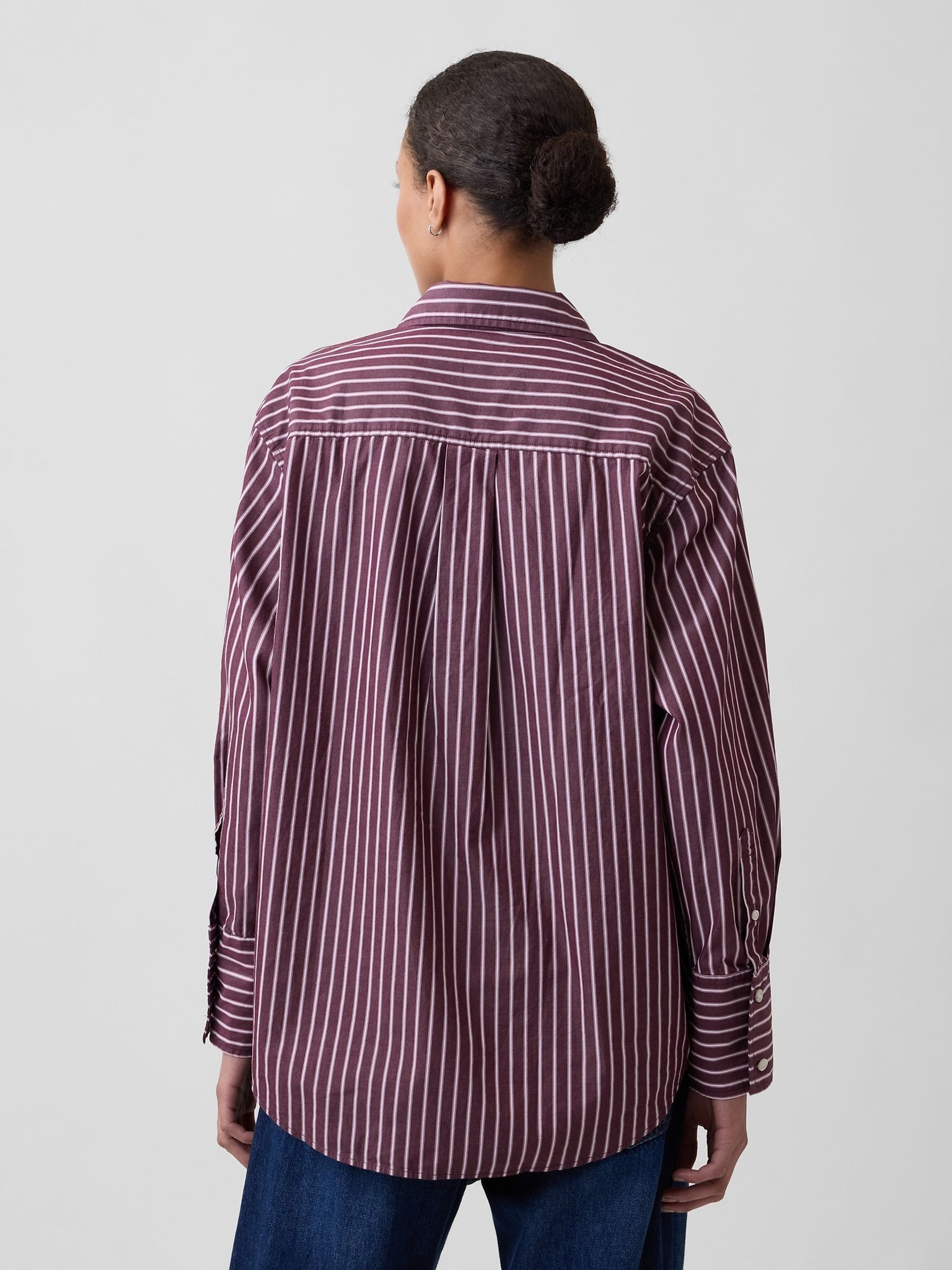 Burgundy Stripe Poplin Big Shirt - Image 2 of 4