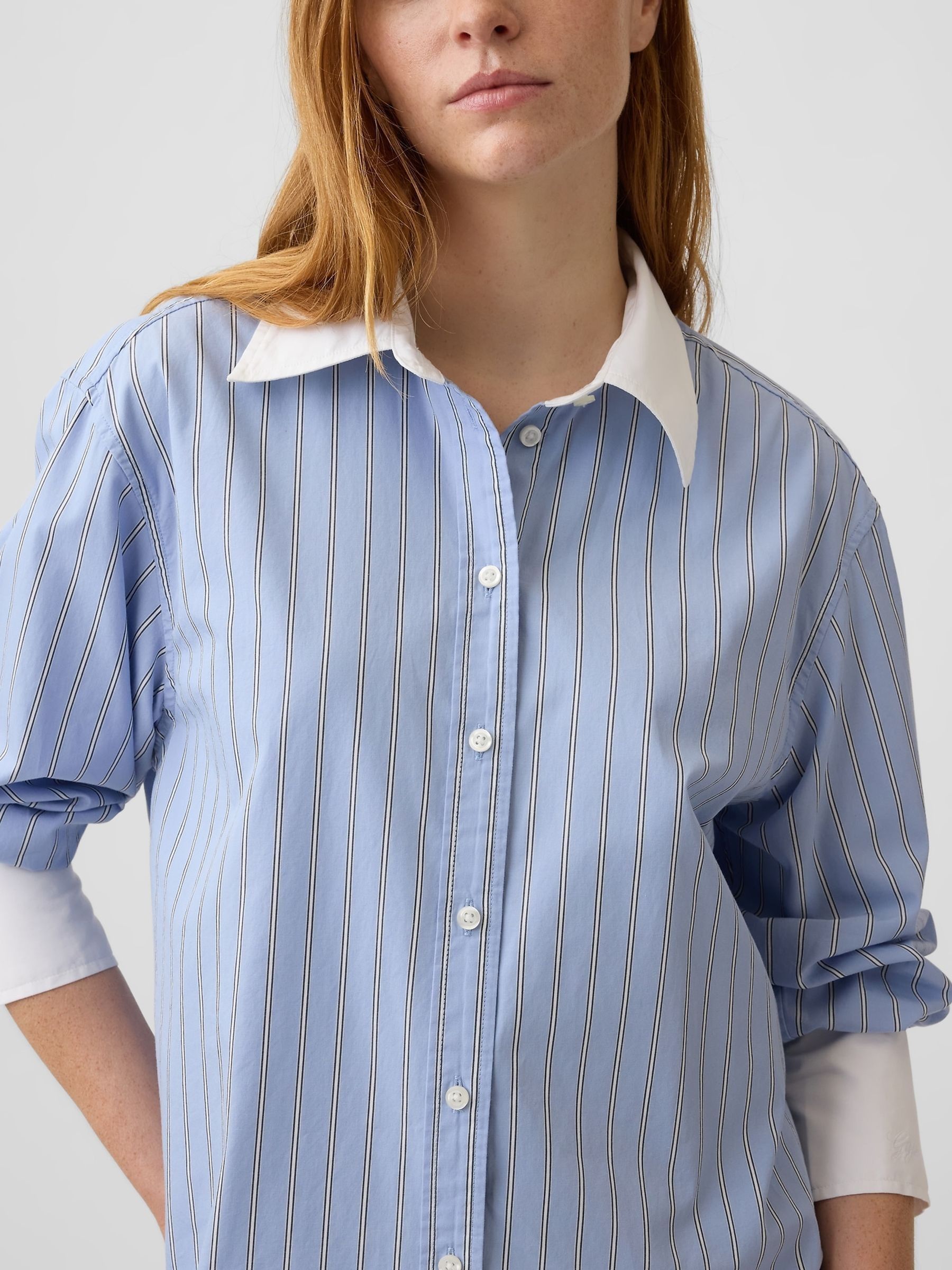 Blue Stripe Poplin Big Shirt - Image 4 of 4