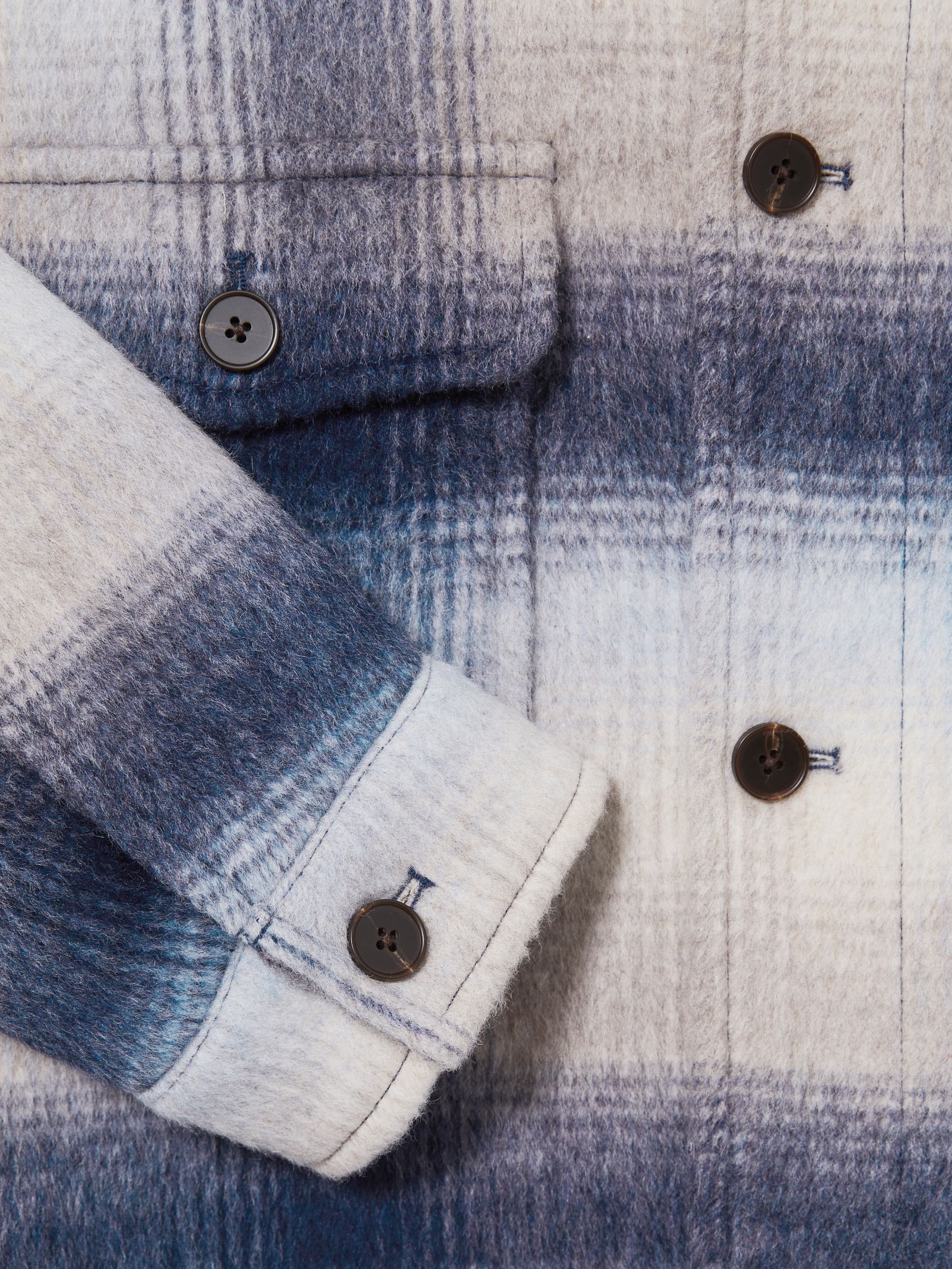 Brushed Wool-Blend Check Overshirt in Blue Multi - Image 6 of 6