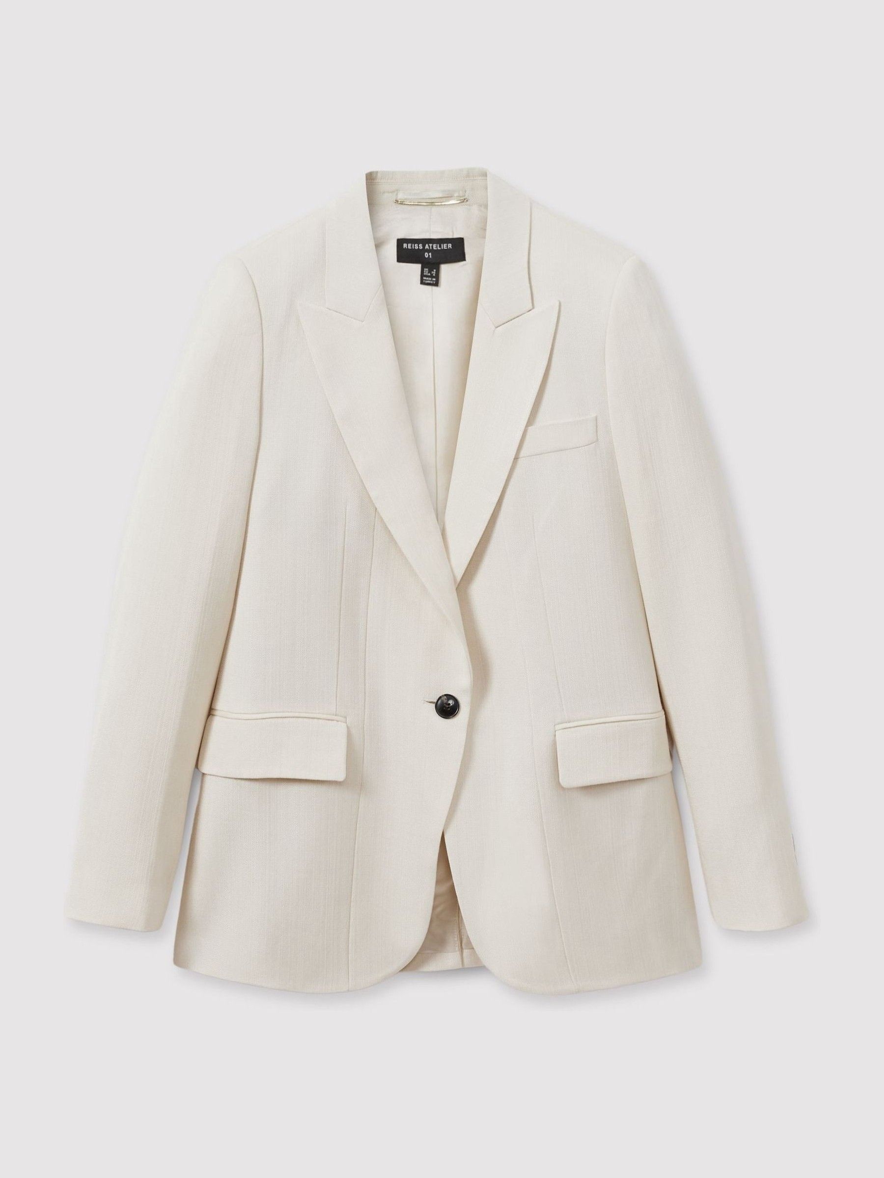 Atelier Single-Breasted Suit Jacket with Virgin Wool in Ivory - Image 2 of 6