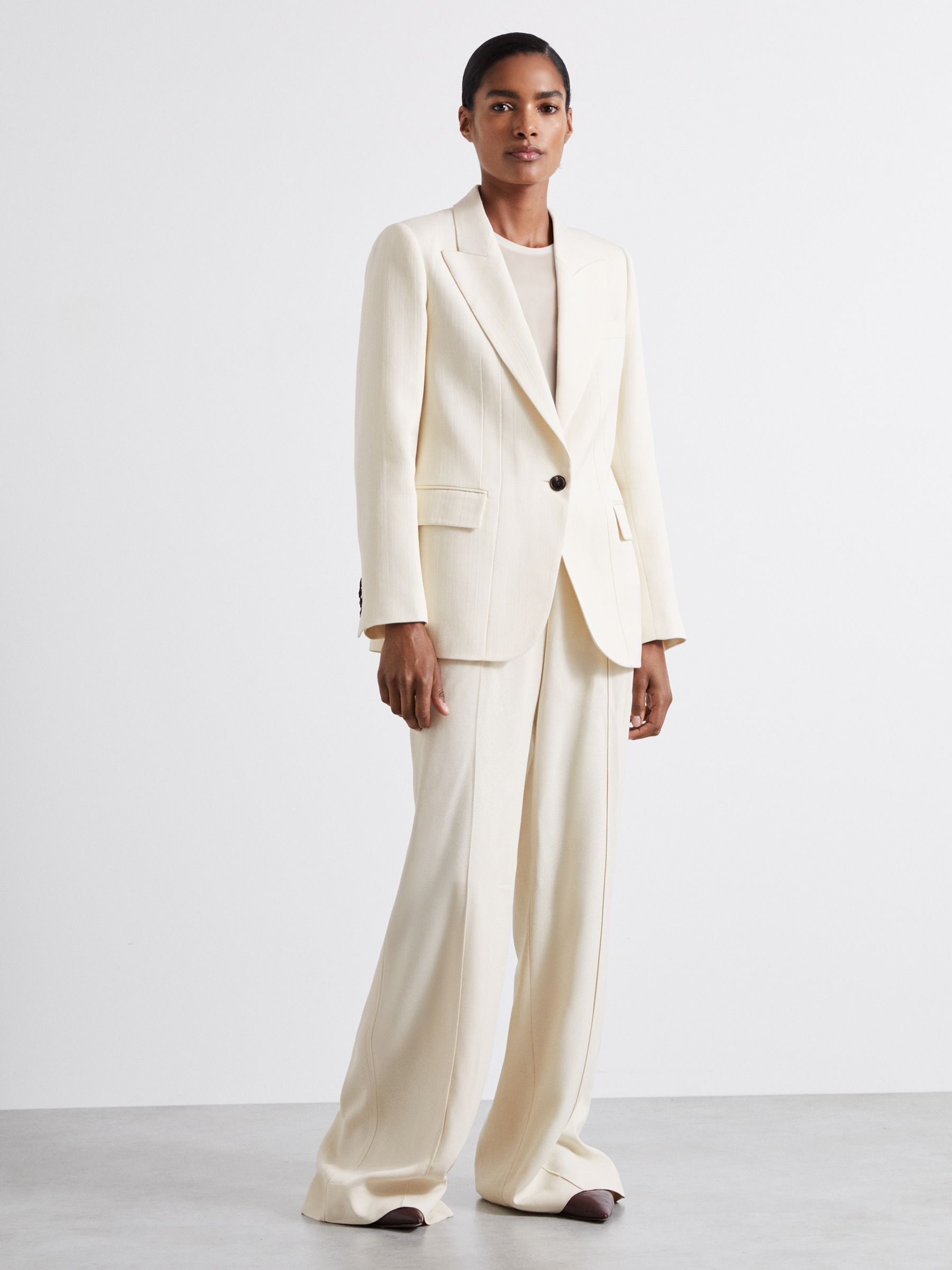 Atelier Single-Breasted Suit Jacket with Virgin Wool in Ivory - Image 3 of 6