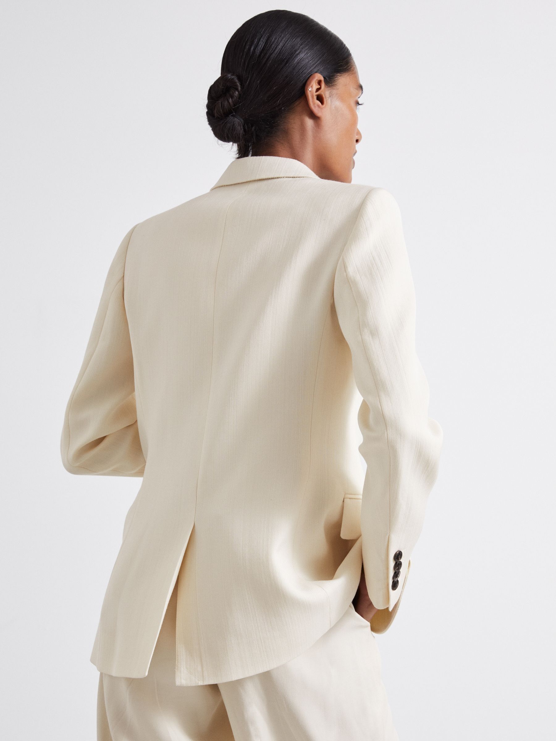 Atelier Single-Breasted Suit Jacket with Virgin Wool in Ivory - Image 5 of 6