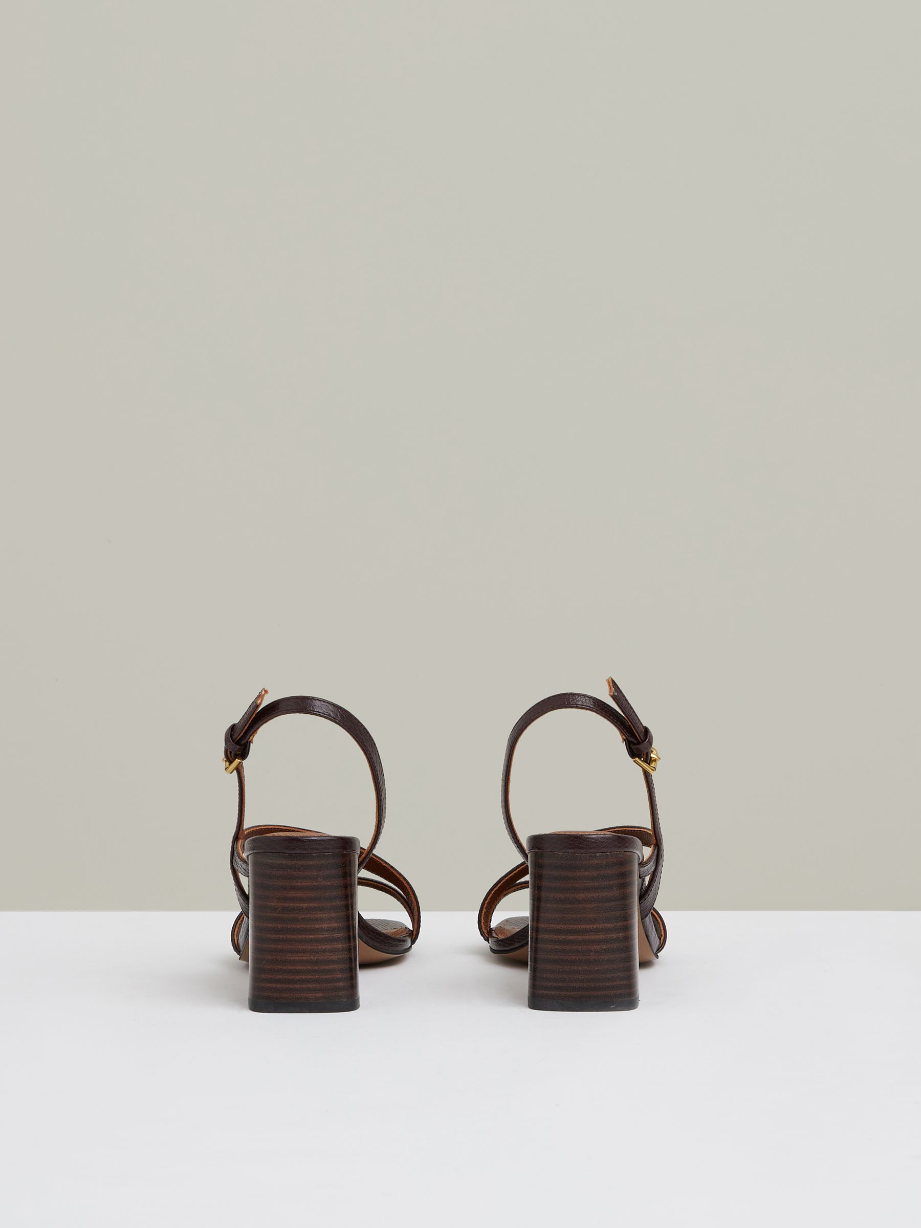 Strappy Leather Heeled Sandals in Chocolate - Image 5 of 5