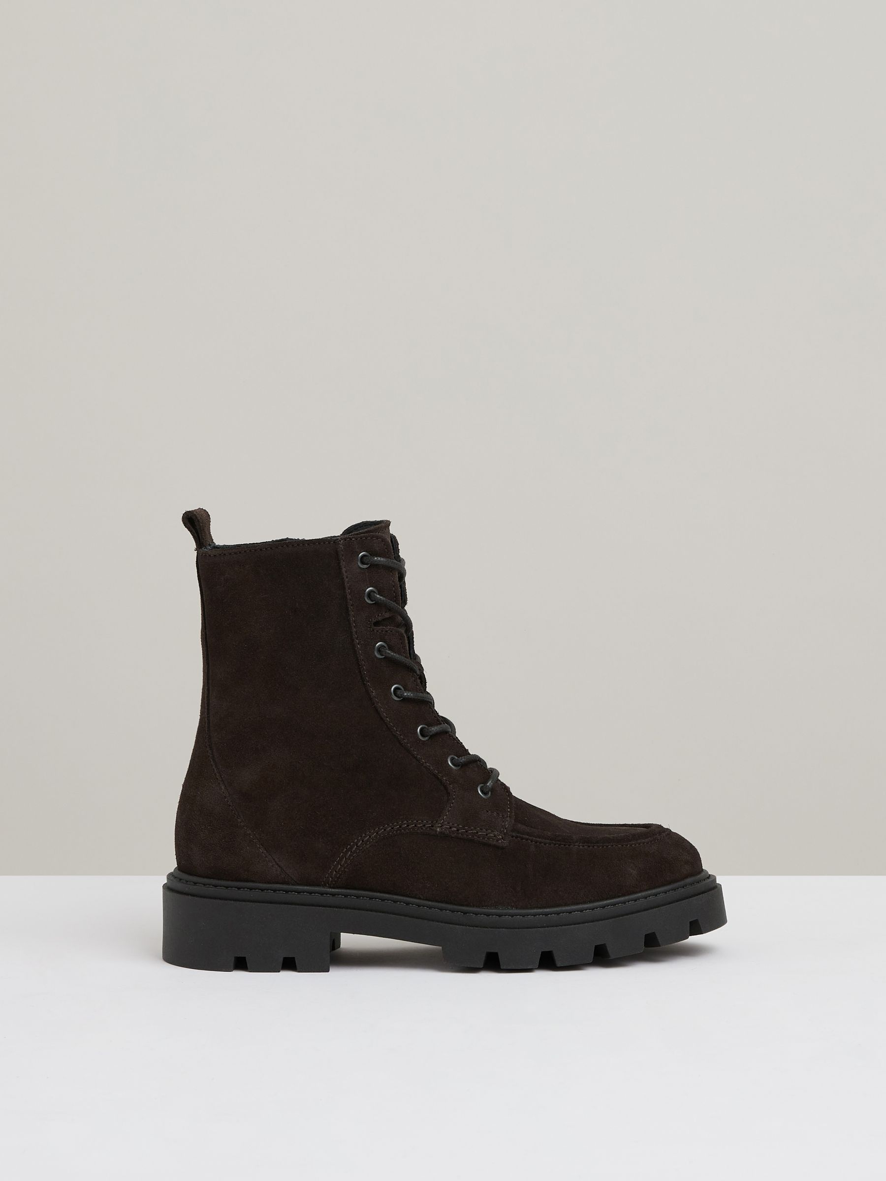 Leather Lace-Up Boots in Chocolate - Image 1 of 5