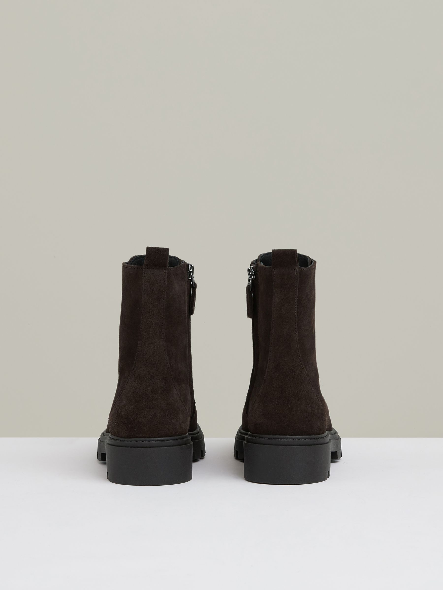Leather Lace-Up Boots in Chocolate - image 4