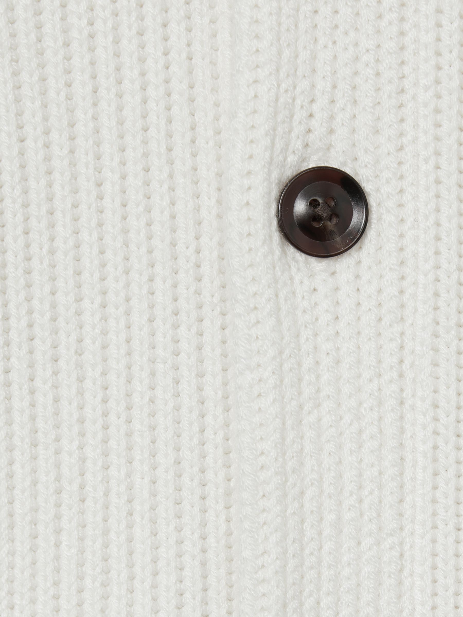 Ribbed Shawl-Collar Cardigan with Cotton and Wool in White - Image 6 of 6