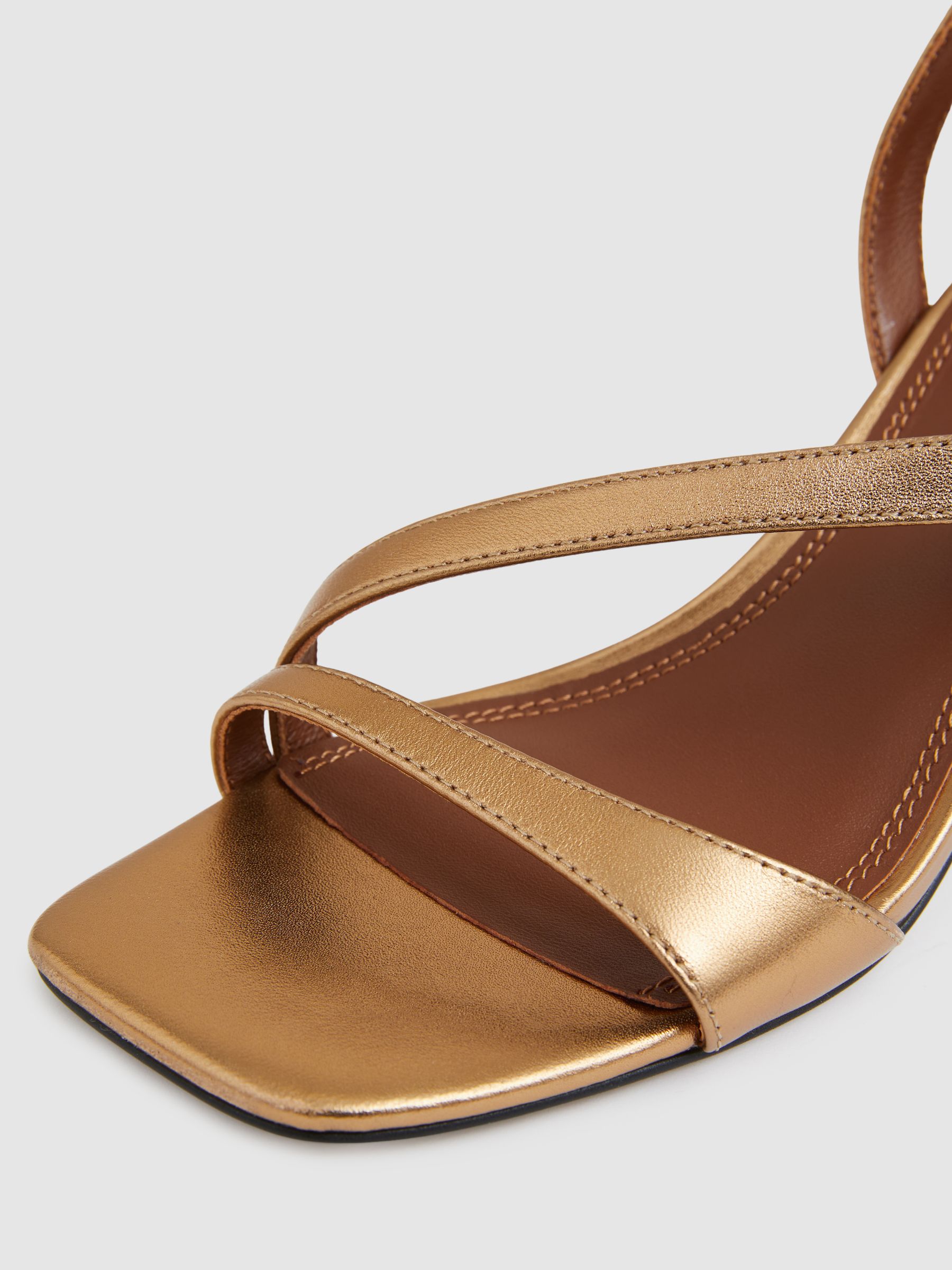 Strappy Leather Heeled Sandals in Bronze - Image 4 of 5