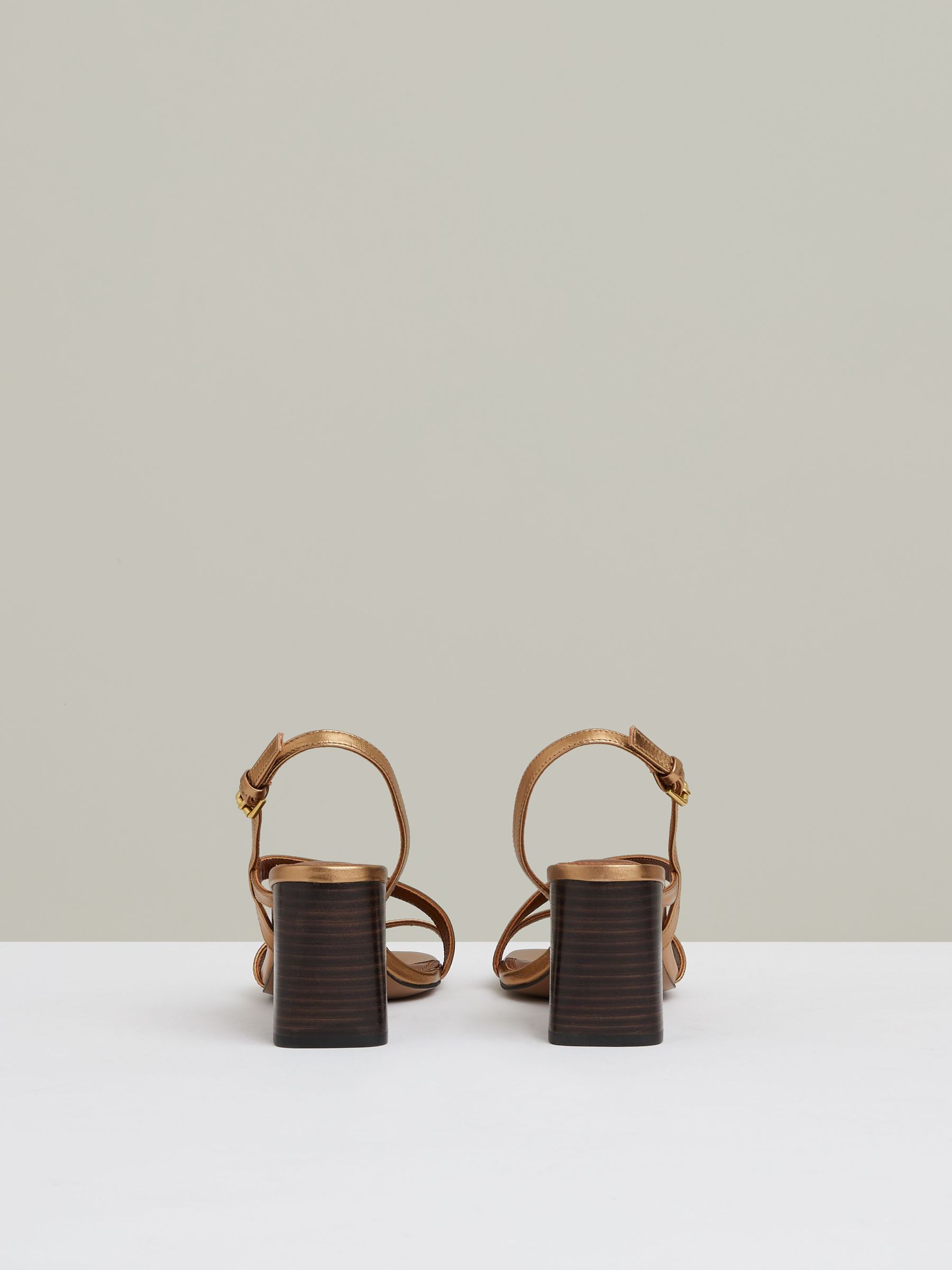 Strappy Leather Heeled Sandals in Bronze - Image 5 of 5