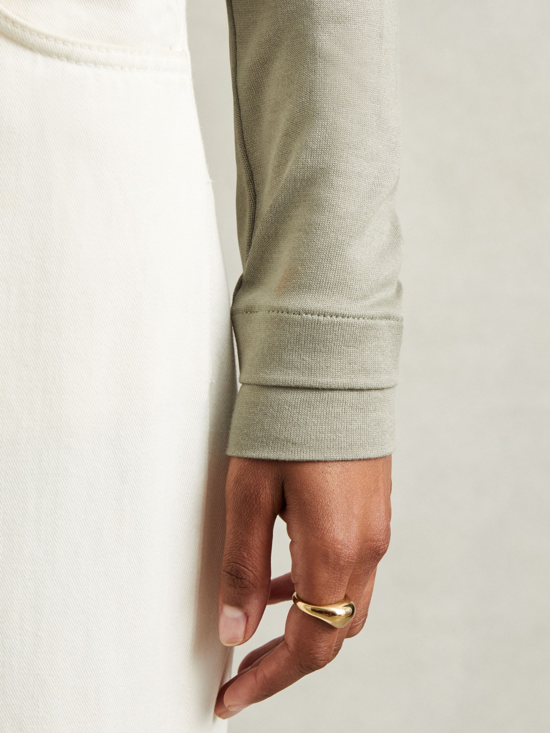 Jersey V-Neck Top in Sage - Image 4 of 6