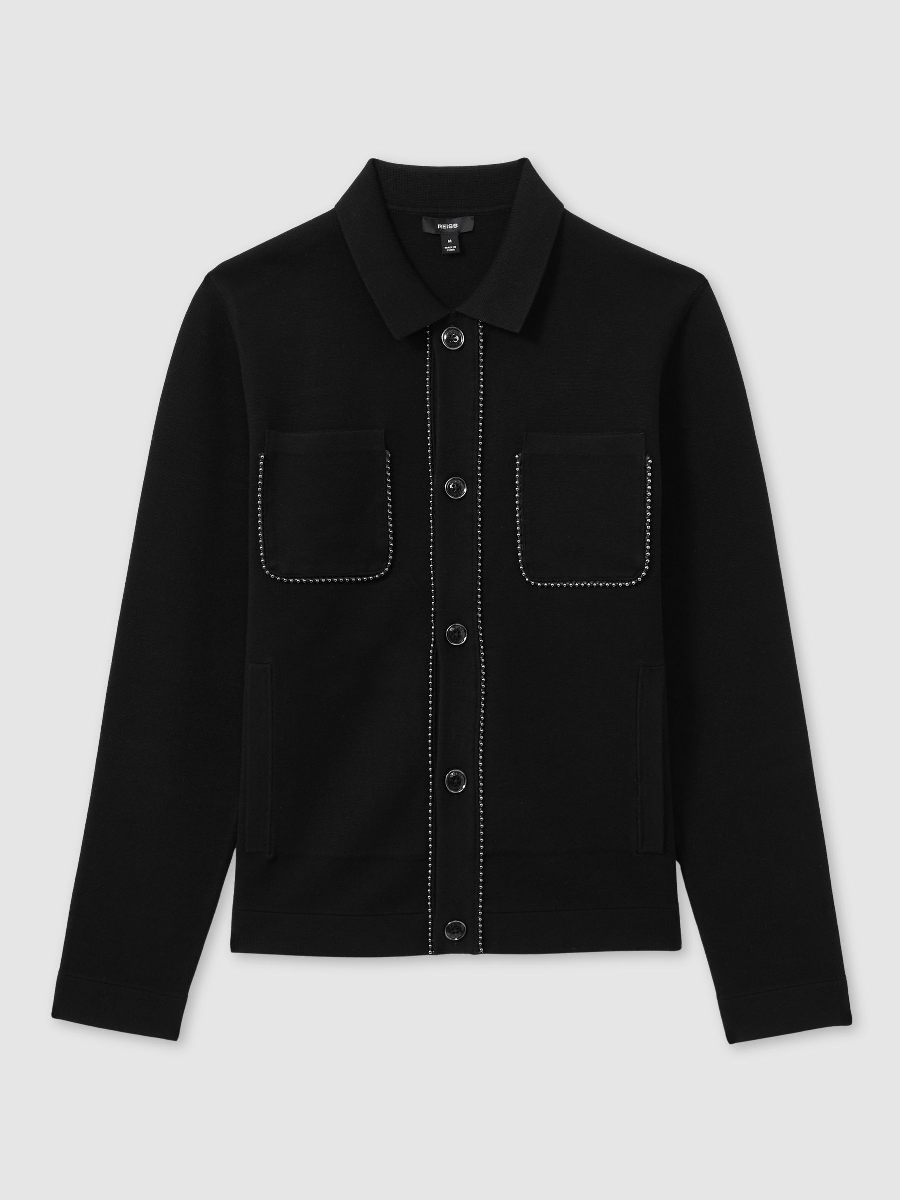 Hardware-Embellished Cardigan in Black - Image 2 of 6
