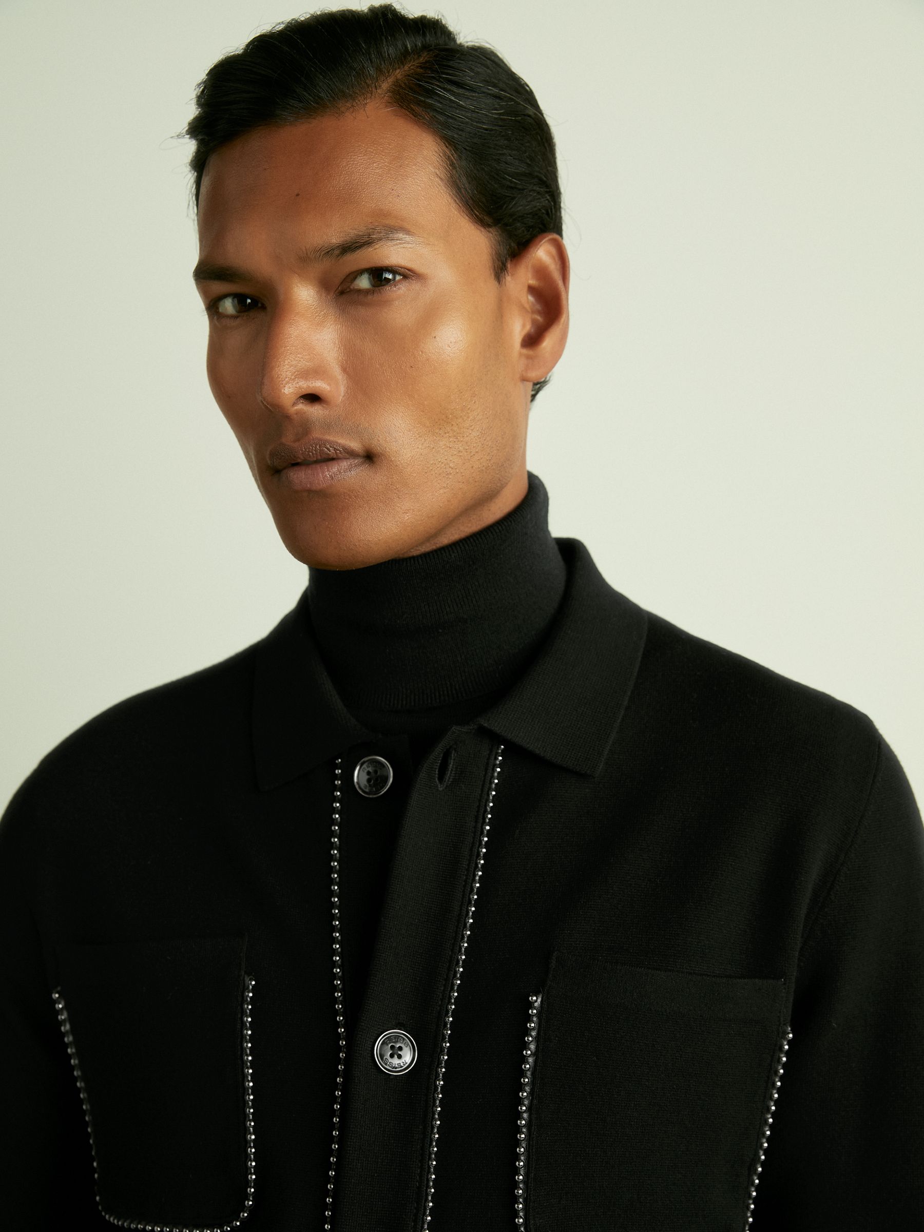 Hardware-Embellished Cardigan in Black - Image 4 of 6