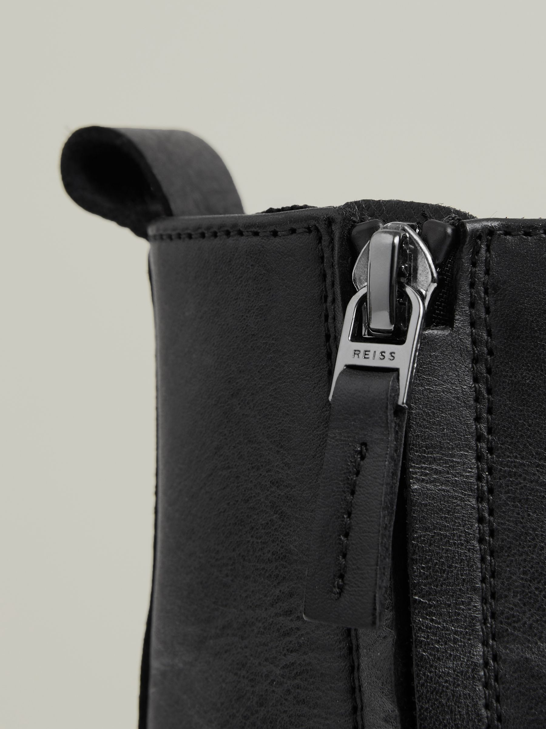 Leather Lace-Up Boots in Black - Image 4 of 5