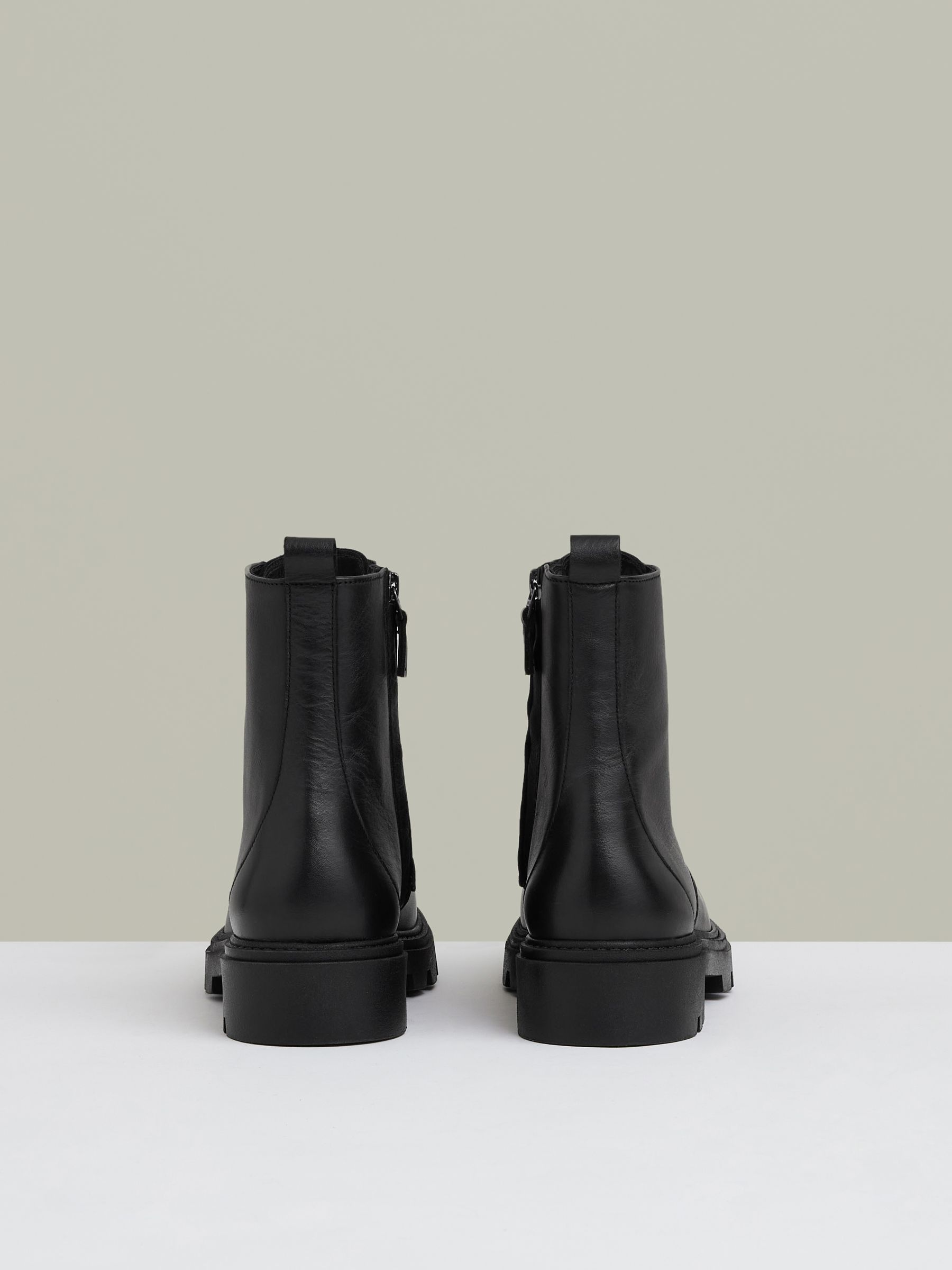 Leather Lace-Up Boots in Black - Image 5 of 5