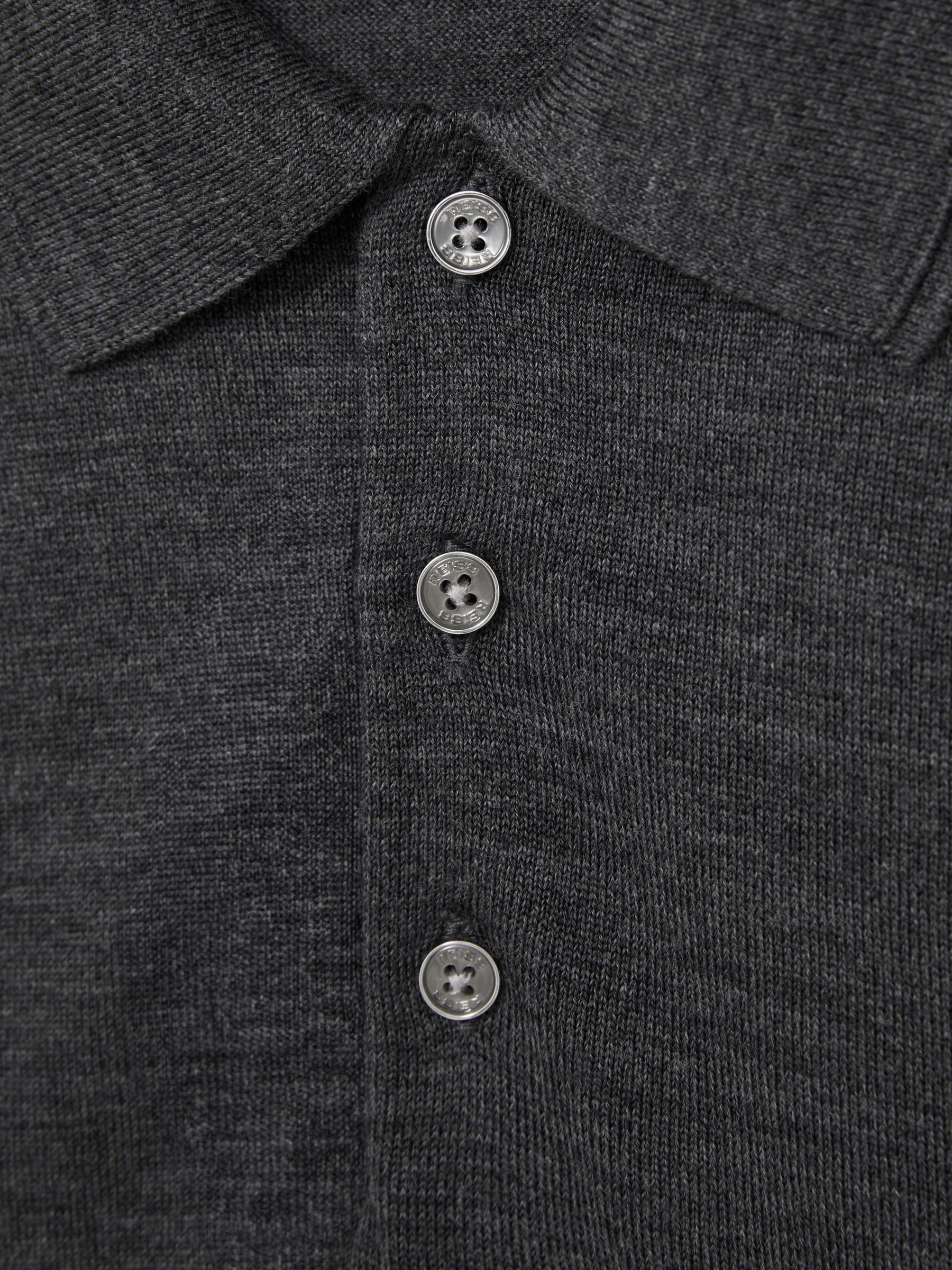 Wool Long-Sleeve Polo Shirt in Derby Grey Marl - image 4