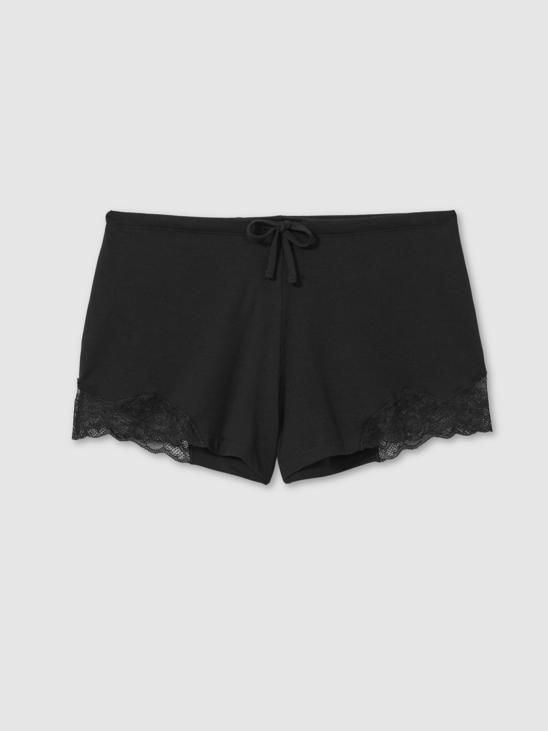 Reiss Lace-Trimmed Jersey Shorts with Cotton and Modal in Black