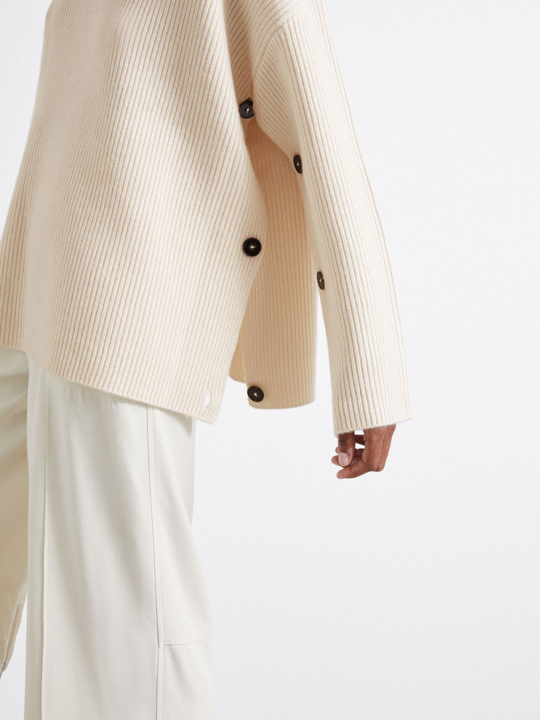 Atelier Buttoned Wool and Cashmere Jumper in Ivory - Image 5 of 6