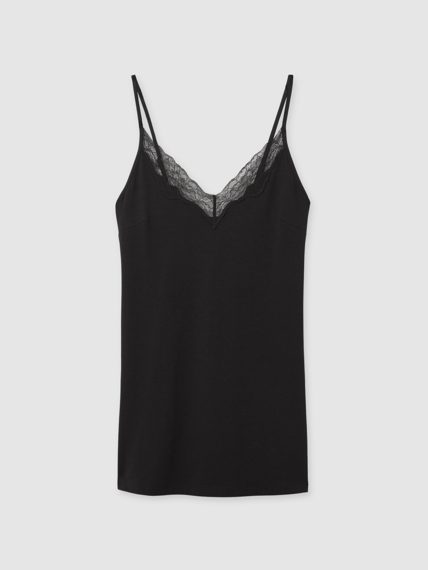 Lace-Trimmed Jersey Nightdress with Cotton and Modal in Black - Image 2 of 6